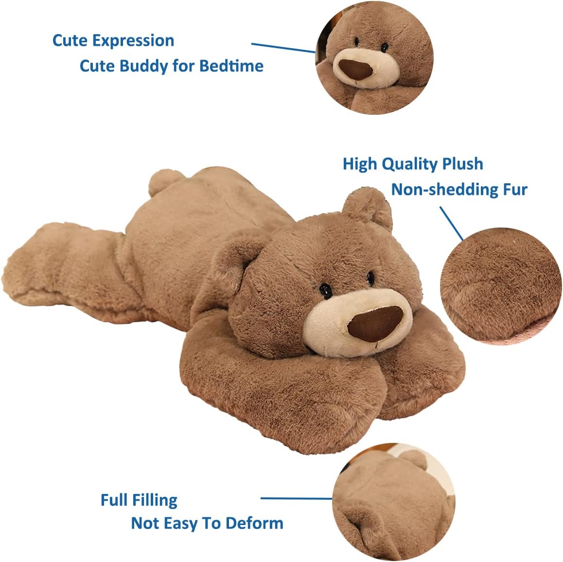 Doireum Weighted Stuffed Animals, 6.2 lbs Weighted Bear Stuffed Animal Toy Brown Bear Weighted Plush Animals Throw Pillow Gifts for Boys Girls, 29.5 inch - Image 3