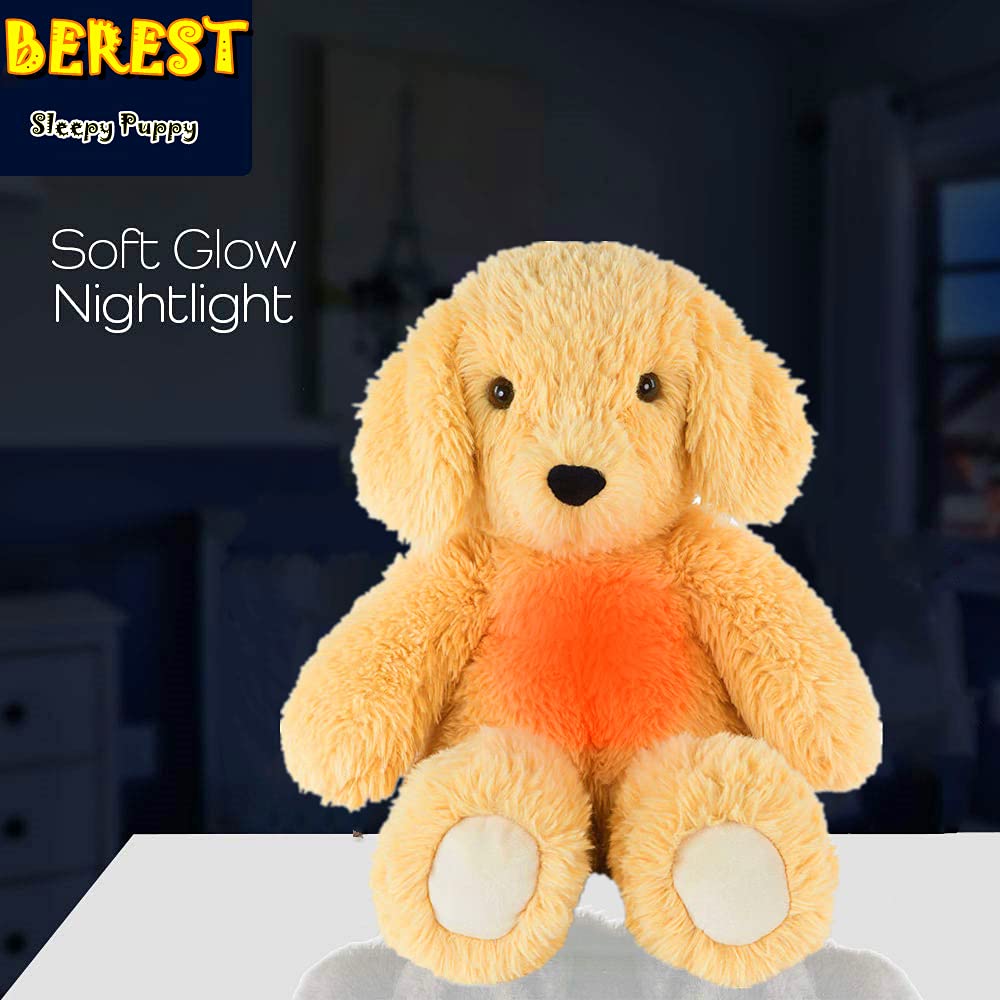 BEREST Baby Cry Sensor Sleepy Dog Sleep Soother Sleeping Aid White Noise Infant Stuffed Animal Puppy Dog Toy, Nursery Decor with Night Light, Mom‘s Heartbeat 9 Sounds Therapy for Toddler Crib - Image 4