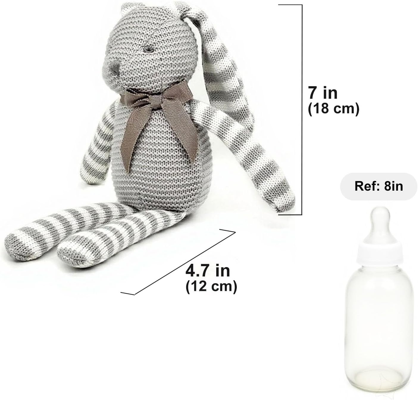 FLUFFYFUN 100% Organic Cotton Grey Bunny Rabbit Plush, 7.1" Baby Stuffed Animal for Newborn - Image 5