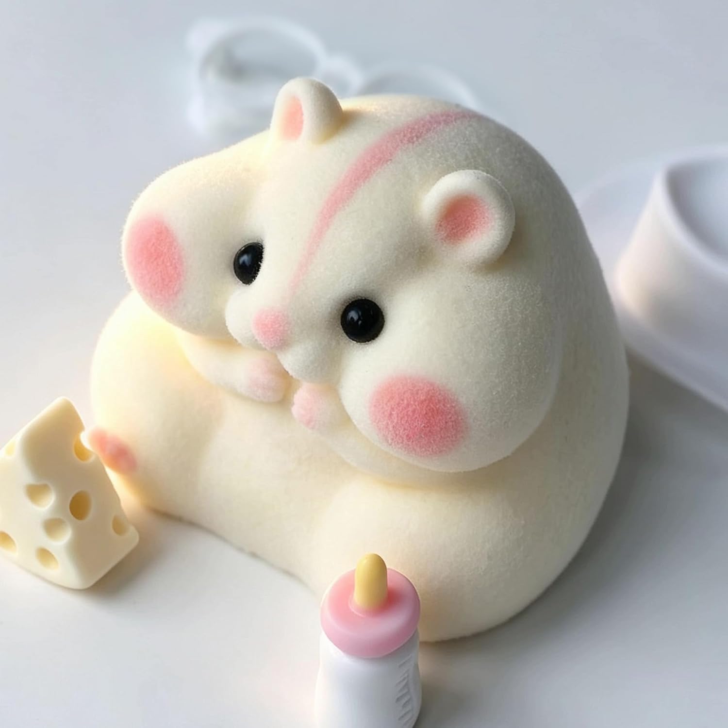 Handmade Taba Squishy Hamster Toy, Cute Squishy Hamster Fidget Toy, Realistic Hamster Toy, Soft Silicone Mochi Furry Toy, Stress Relief Gift for Adults & Kids, Sensory Anxiety Plushie (White) - Image 3