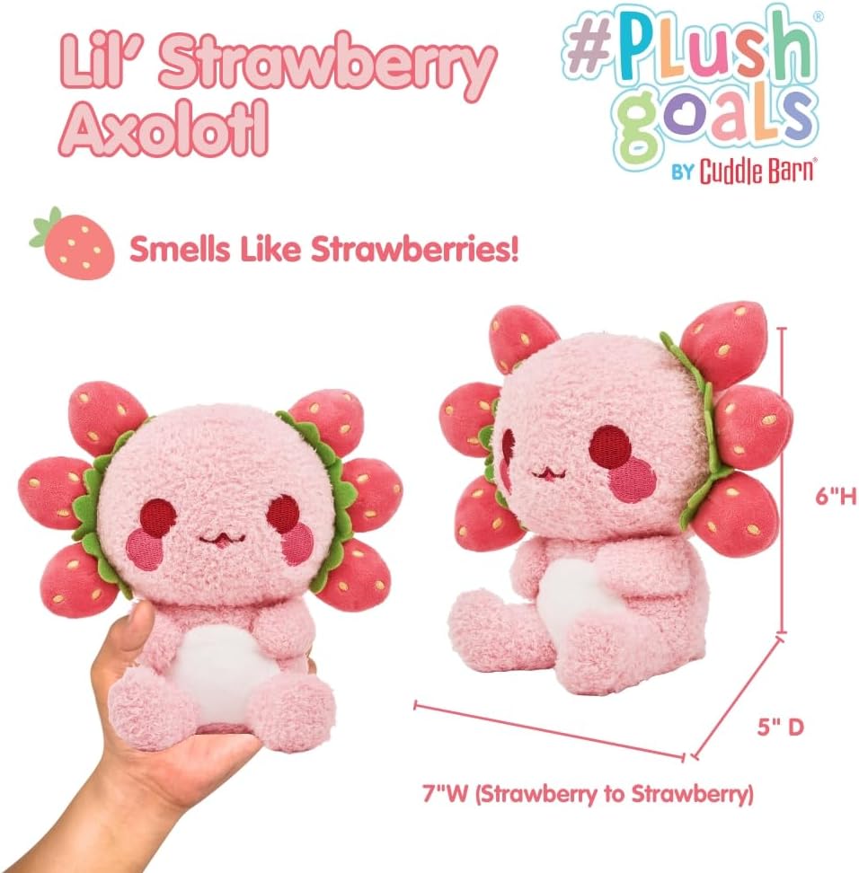 Scented Plush - Lil Strawberry Axolotl by PlushGoals | Cute Pink Plushie with Yummy Berry Scent | Kawaii Fruit Themed Stuffed Animal | Great Valentines Holiday Birthday Gift for Girls, Women - 6" - Image 2
