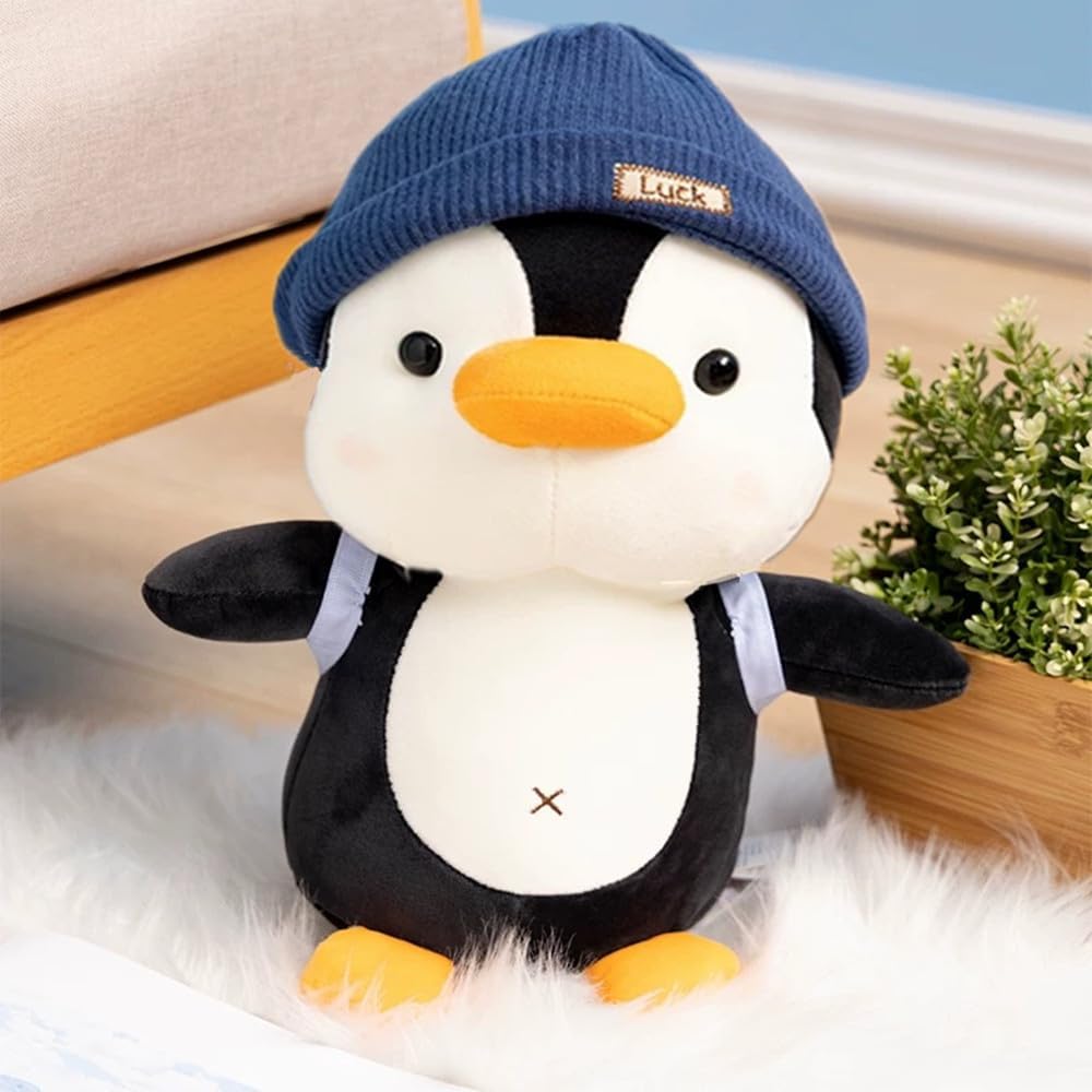 BSVOME 9 inches Penguin Stuffed Animals Soft Plush Cute Travel with Hat Backpack Doll for Boys Girls - Image 2