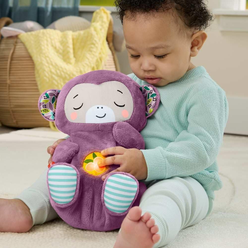 Fisher-Price Baby Toy Soothe ‘n Snuggle Purple Monkey Plush Portable Sound Machine with Breathing Motion & Lights for Newborns Ages 0+ Months - Image 2