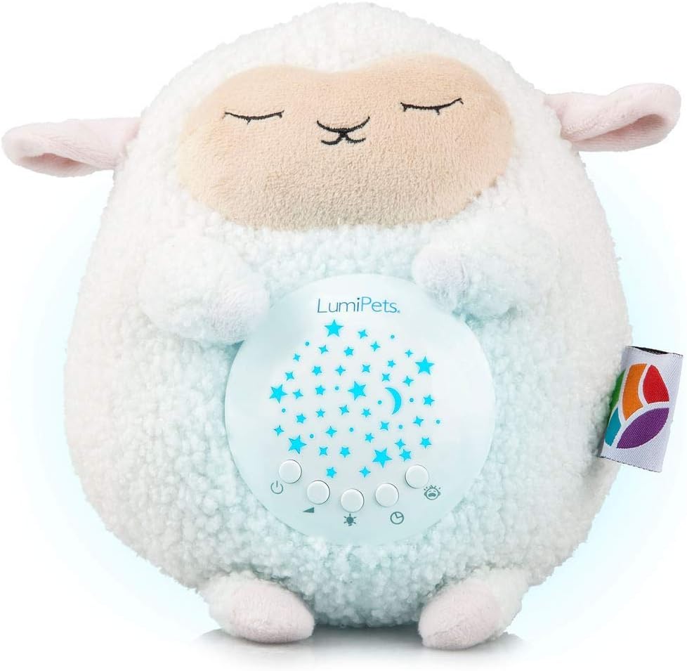 Lumipets Sound Soother Machine: 10 Relaxing Sounds, Whtie Noise, Night Light, Timer, and Portable Design for Peaceful Sleep, Baby Calming, and Stress Relief, Lullaby Lamb