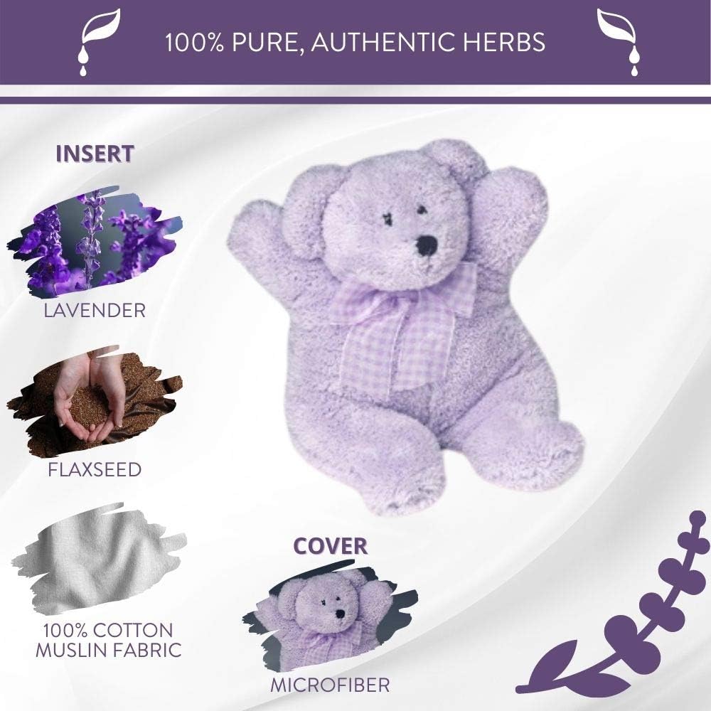 Sonoma Lavender Microwaveable Aromatherapy Pillow, Plush Bear, Lavender Scented with Removable Washable Cover, Lou The Lavender Bear - Image 4