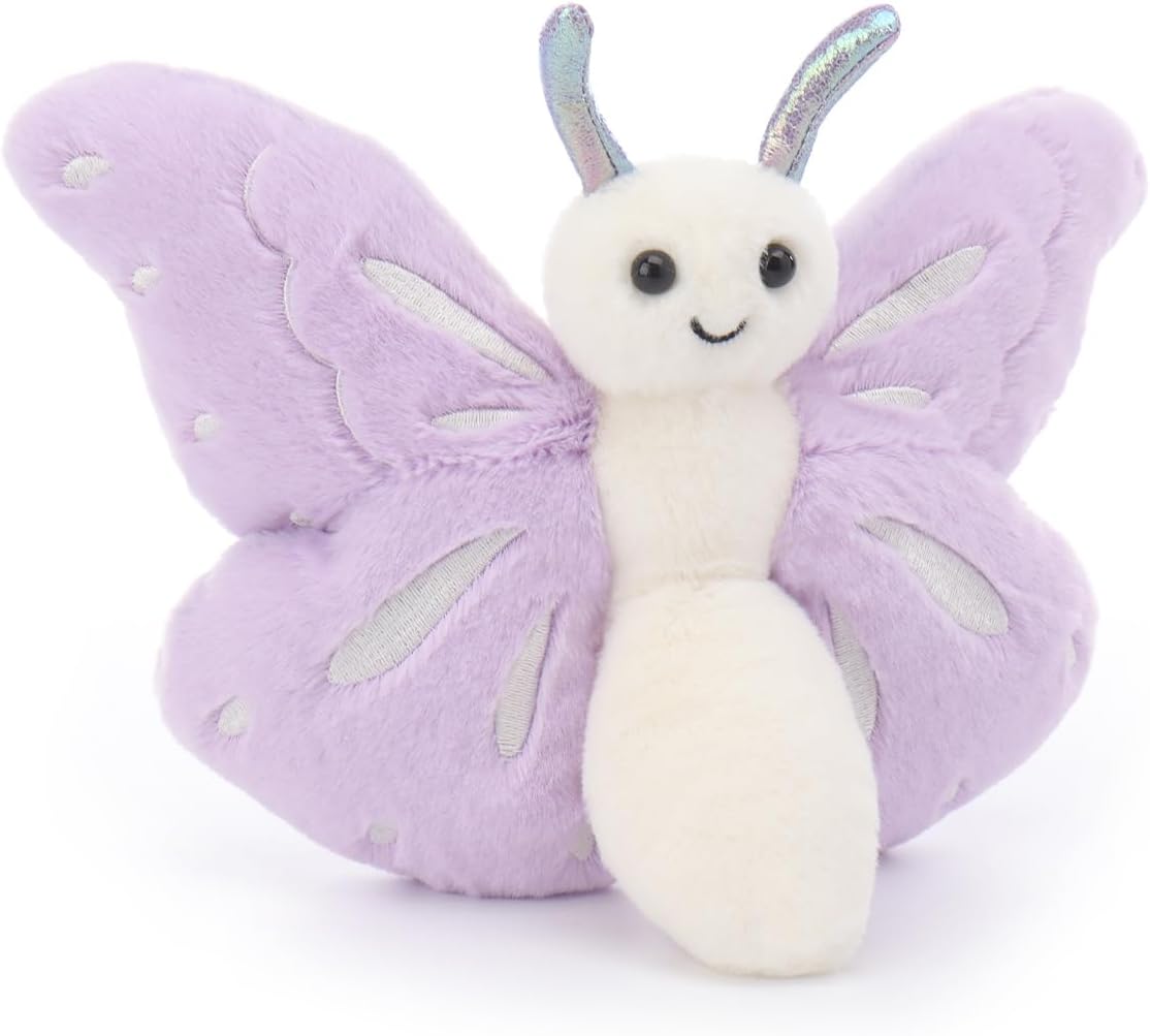 Apricot Lamb Purple Butterfly Stuffed Animals for Kids, Soft Cute Plush Toys for Baby Girl and Boy, 7.5 Inches - Image 4