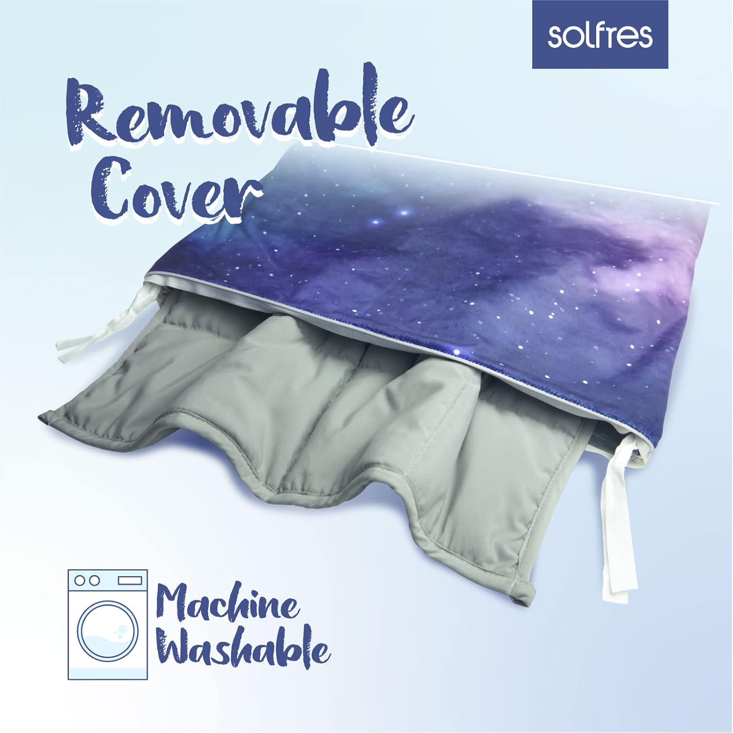 Solfres Small Weighted Lap Pad Blanket Throw for Kids Boys Teens 20in x 23in 5 Lbs - Sleep Therapy Plush Travel Size with Glass Beads, Galaxy Space Stars - Image 2