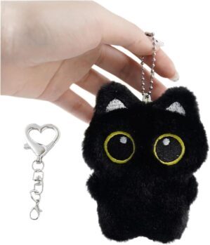 Black Cat Plush Keychain Purse Char...