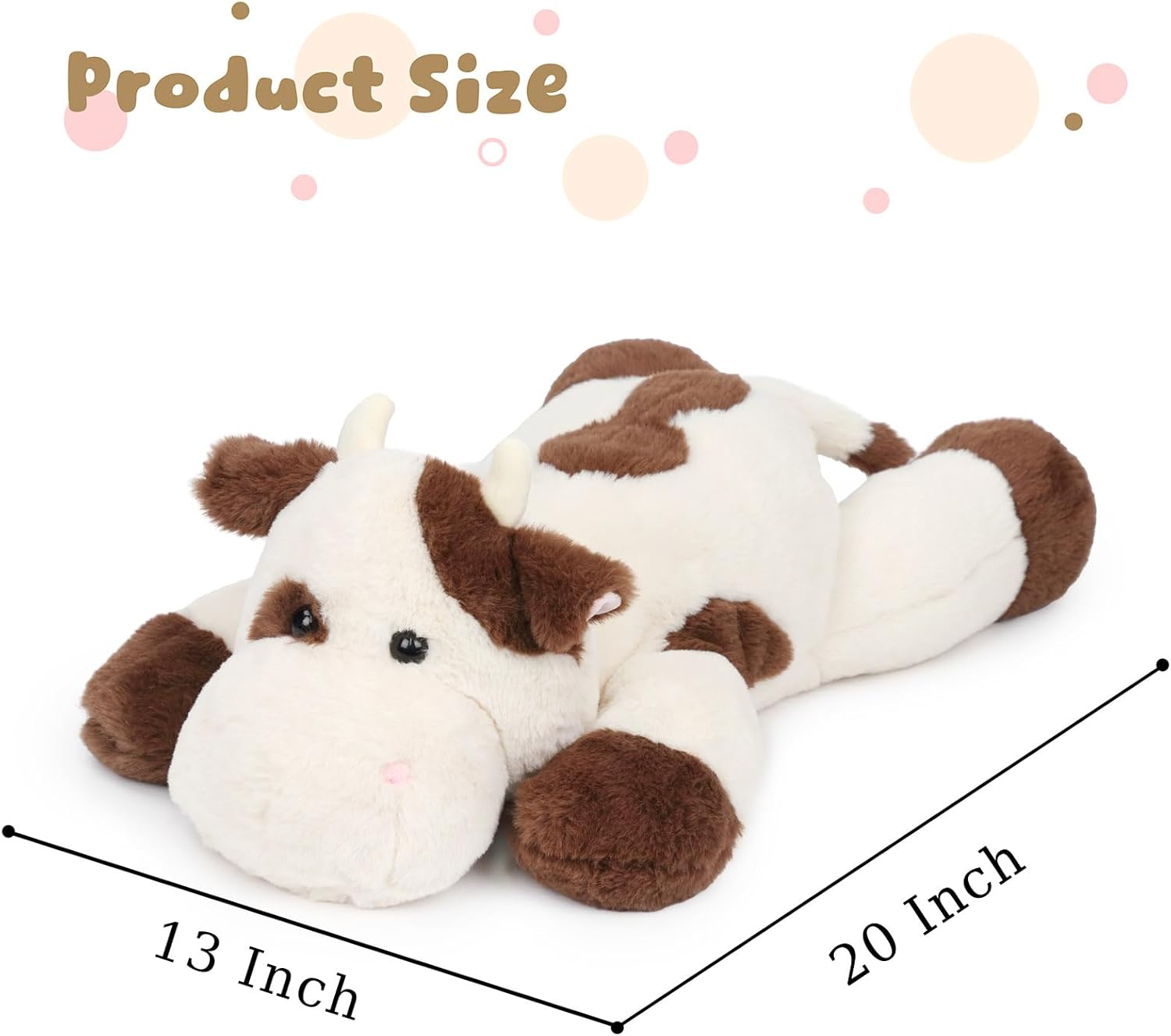 Weighted Cow Stuffed Animal Soft Weighted Plushes Cute Cow Plush Toy Birthday Gifts for Boys Girls Kids Adults (20" 3.3 lbs) - Image 2