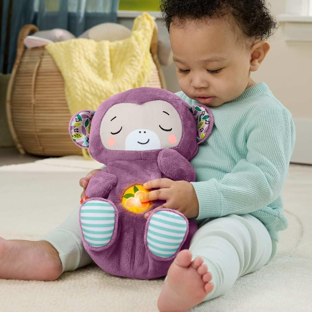 Fisher-Price Baby Toy Soothe ‘n Snuggle Purple Monkey Plush Portable Sound Machine with Breathing Motion & Lights for Newborns Ages 0+ Months - Image 8
