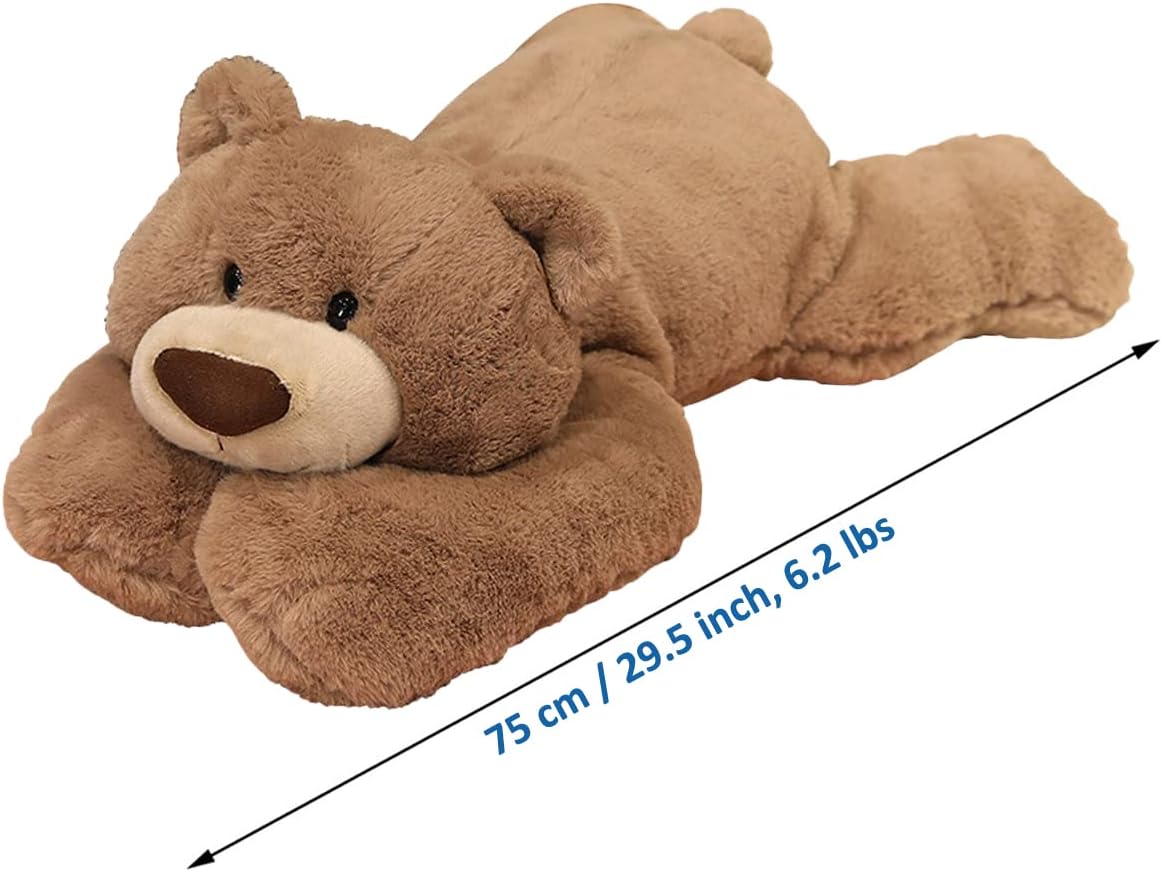 Doireum Weighted Stuffed Animals, 6.2 lbs Weighted Bear Stuffed Animal Toy Brown Bear Weighted Plush Animals Throw Pillow Gifts for Boys Girls, 29.5 inch - Image 4