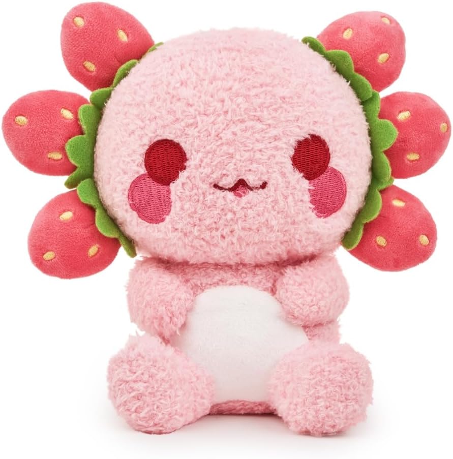 Scented Plush - Lil Strawberry Axolotl by PlushGoals | Cute Pink Plushie with Yummy Berry Scent | Kawaii Fruit Themed Stuffed Animal | Great Valentines Holiday Birthday Gift for Girls, Women - 6"