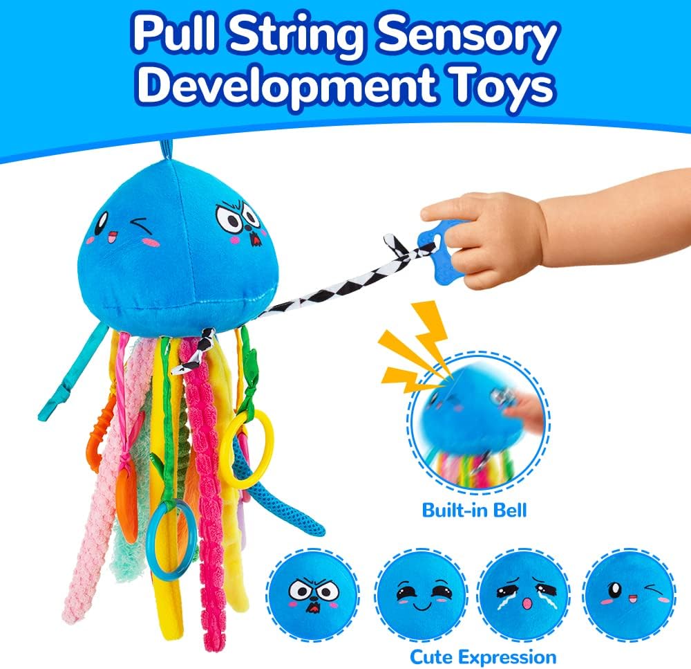 teytoy Sensory Toy, Texture Toys for Babies with Rattle, Autism Sensory Toys Jellyfish Shape Tactile Sensory Toys with 10 Textures, Baby Sensory Toys for 0-3-6-18 Months Soft Baby Toys with Teethers - Image 2