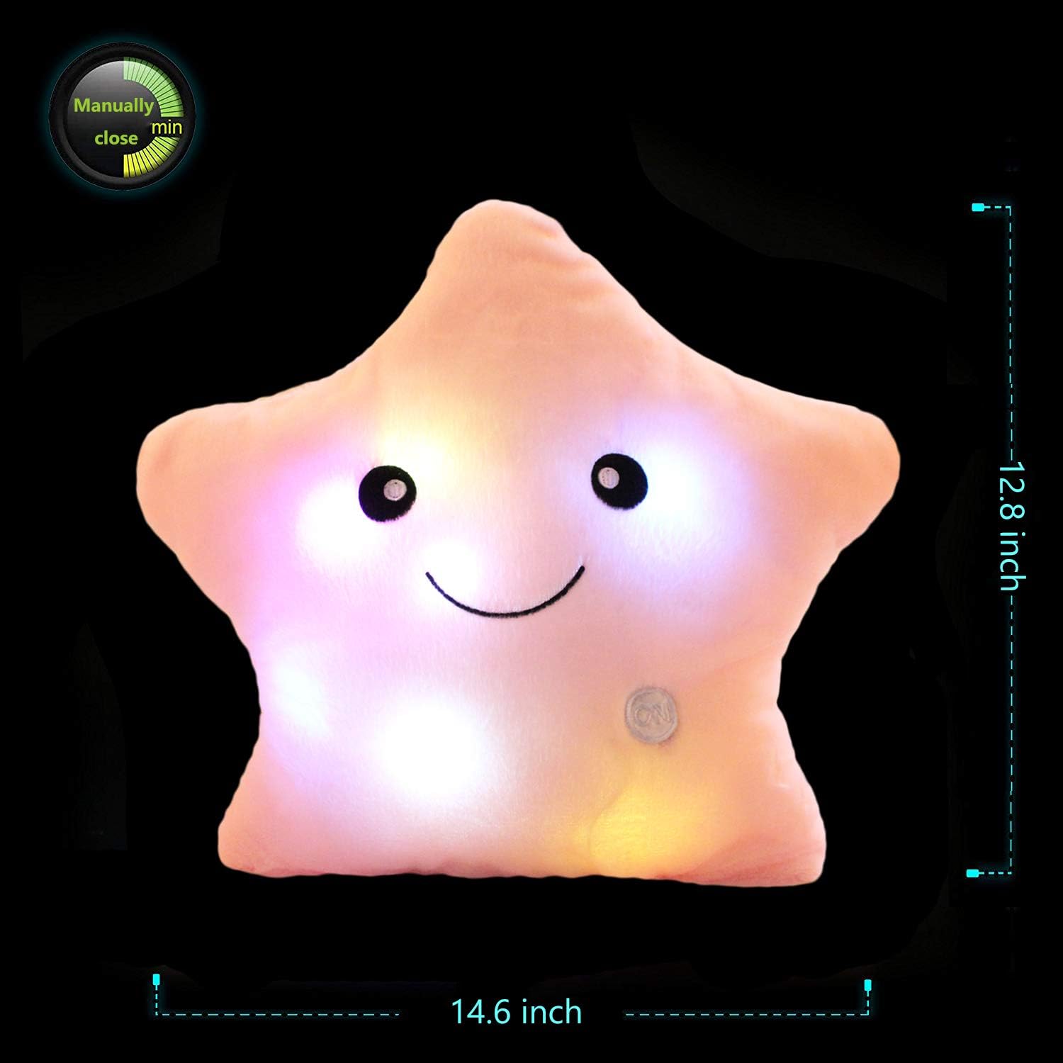 Creative Twinkle Star Shaped Plush Pillow, LED Night Light Glowing Cushions Stuffed Toys Gifts for Kids, Decoration (Pink) - Image 4