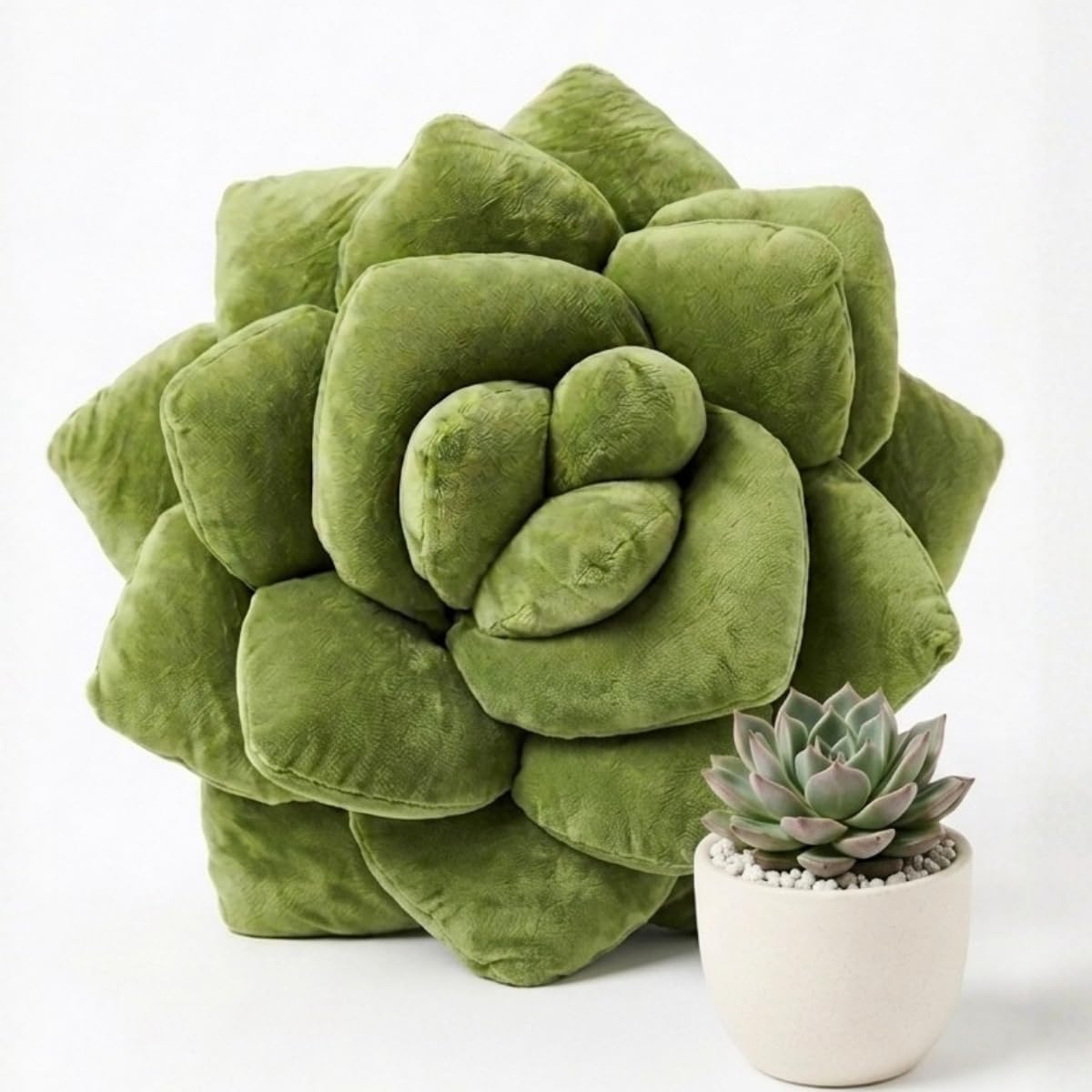 Green Philosophy Co. Succulent® Pillow 16" – Soft 3D Decorative Flower Throw Pillow, Unique Olive Green Plush Flower Cushion, Perfect for Couch, Sofa, Bedroom Decor, Gift for Plant Lovers - Image 7