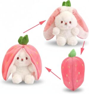 Strawberry Bunny Plush Toy, Transfo...