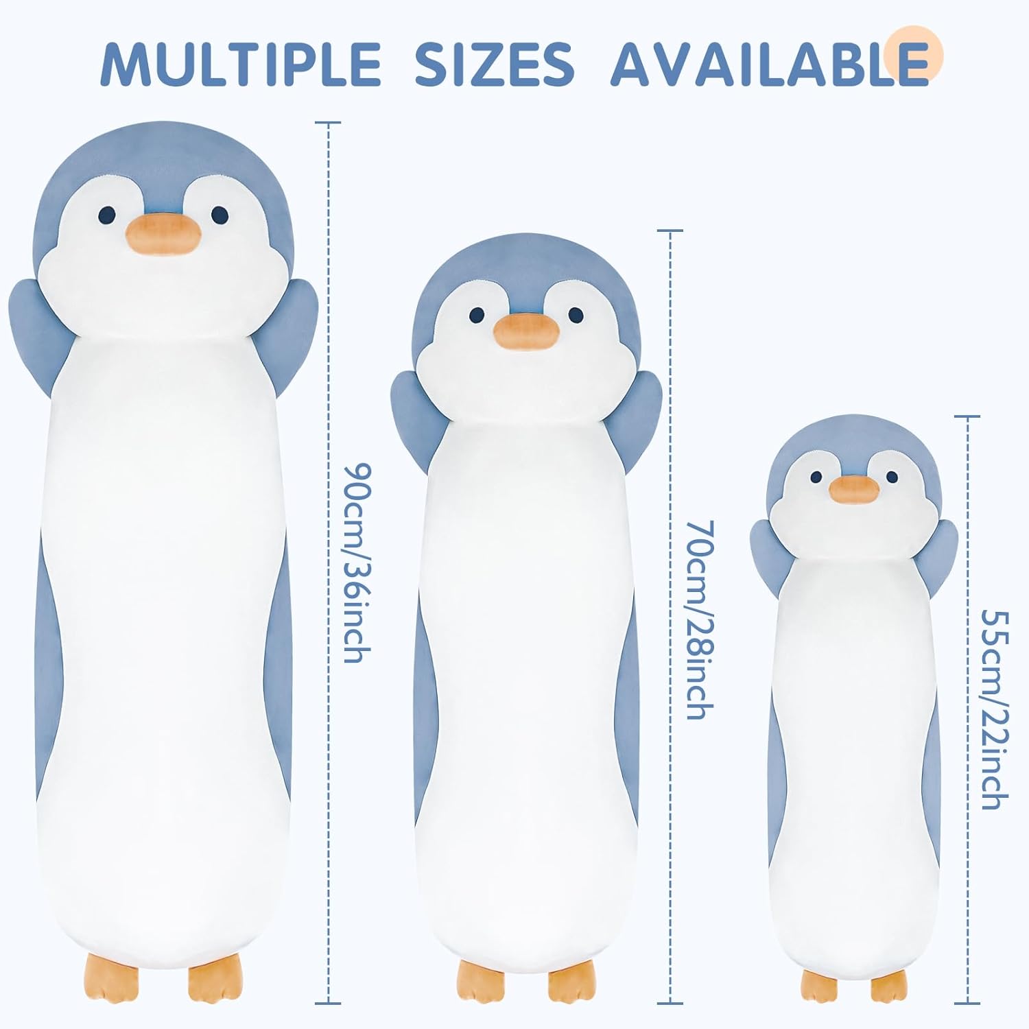 Dalmao 36" Penguin Stuffed Animal, Soft Jumbo Long Cuddle Pillow, Cute Blue Penguin Plush Body Pillow Plushies Toy Gift for Kids, Boy and Girls Birthday, Easter - Image 3