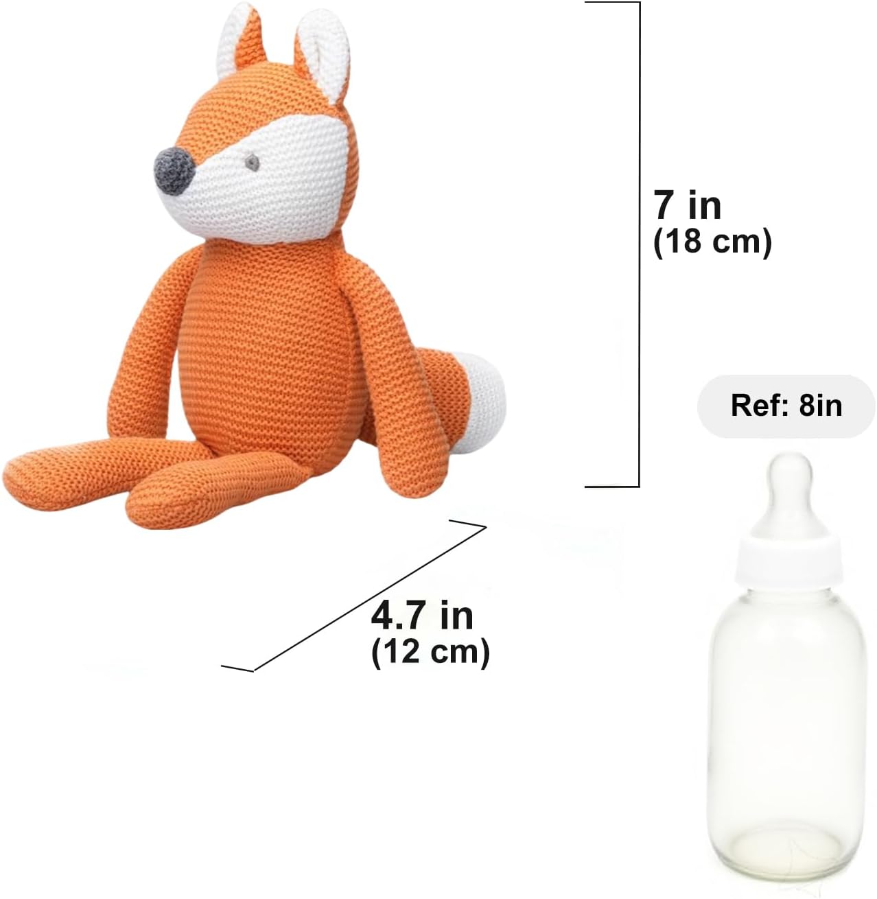 FLUFFYFUN 100% Organic Cotton Orange Fox Plush Toy, 7.1" Baby Stuffed Animal for Newborn - Image 2