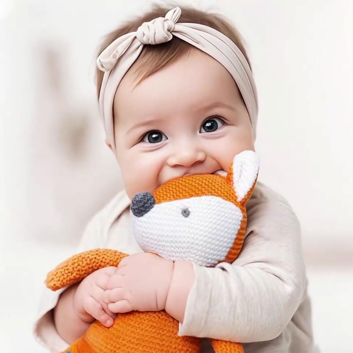 FLUFFYFUN 100% Organic Cotton Orange Fox Plush Toy, 7.1" Baby Stuffed Animal for Newborn - Image 5