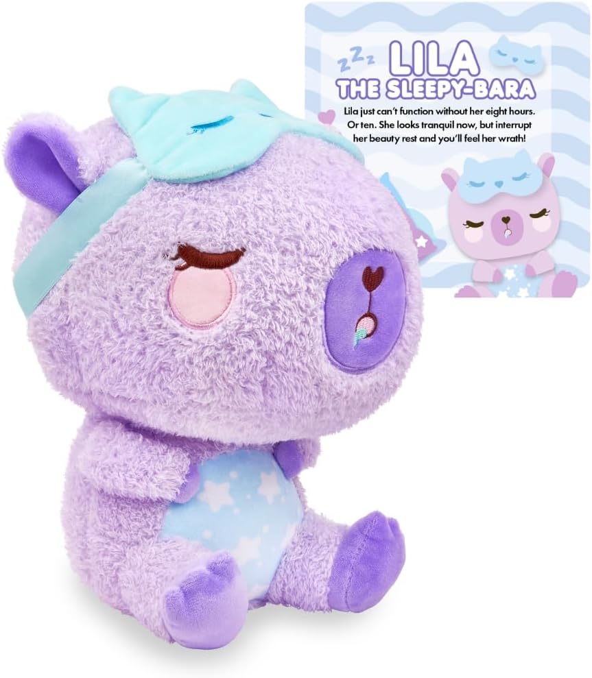 Sleepy Capybara Stuffed Animal - Lila the Sleepy-bara | Purple Soft Kawaii Plush Toy with Cute Sleepmask Accessory | Great Bedtime Plushies | Cozy Cuddly Gift for Toddlers, Kids, Adults - 10"