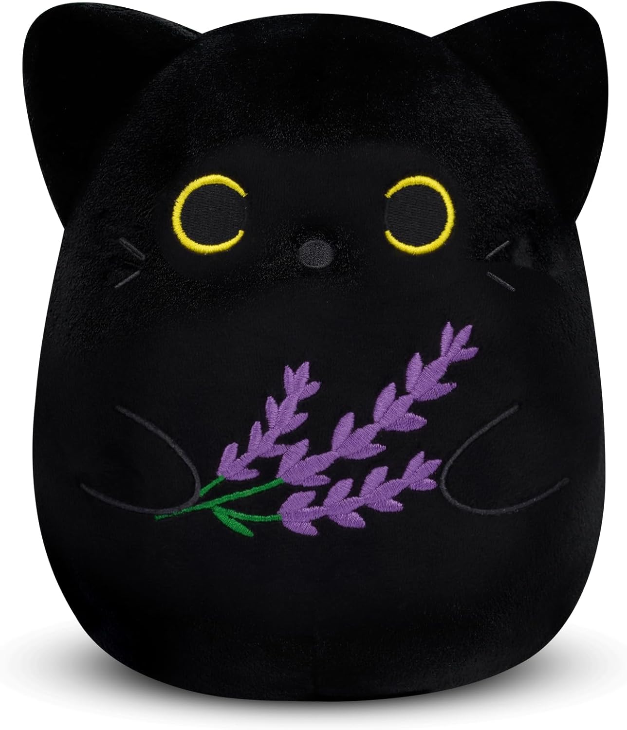 Lavender Black Cat Stuffed Animal,8inch Black Cat Plush Cute Stuffed Animals for Girls Boys,Kawaii & Soft Kitten Plushie Toy for Kids,Cats Lovers Birthday