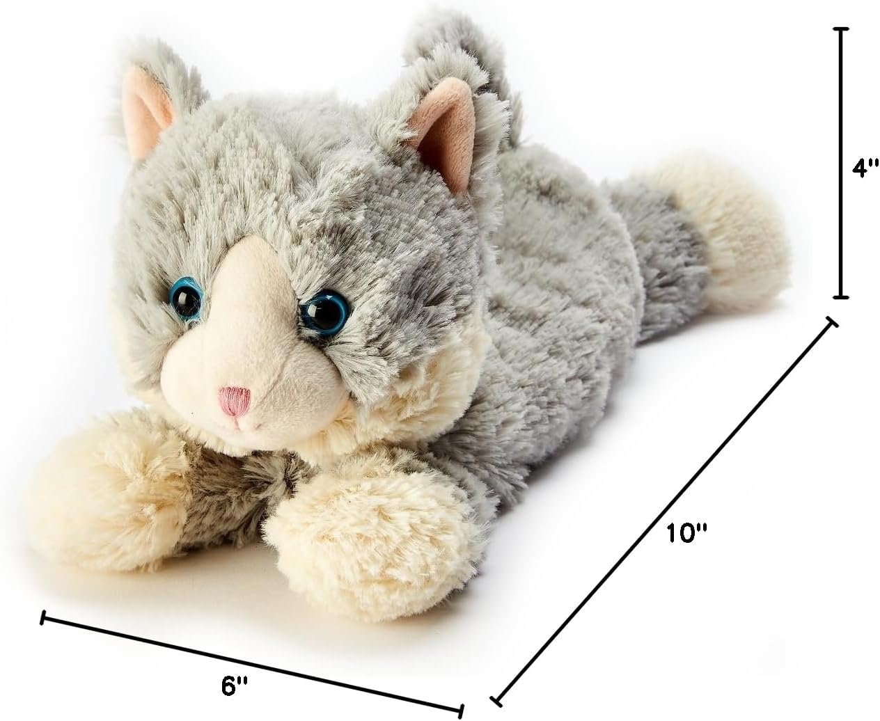 warmies Microwavable & Weighted Stuffed Animals, Laying Down Gray Cat - Heated Stuffed Animal Plushie for Warmth & Comfort - Cute Soft Plush Toys for Boys, Girls, Babies & Toddlers - Image 7