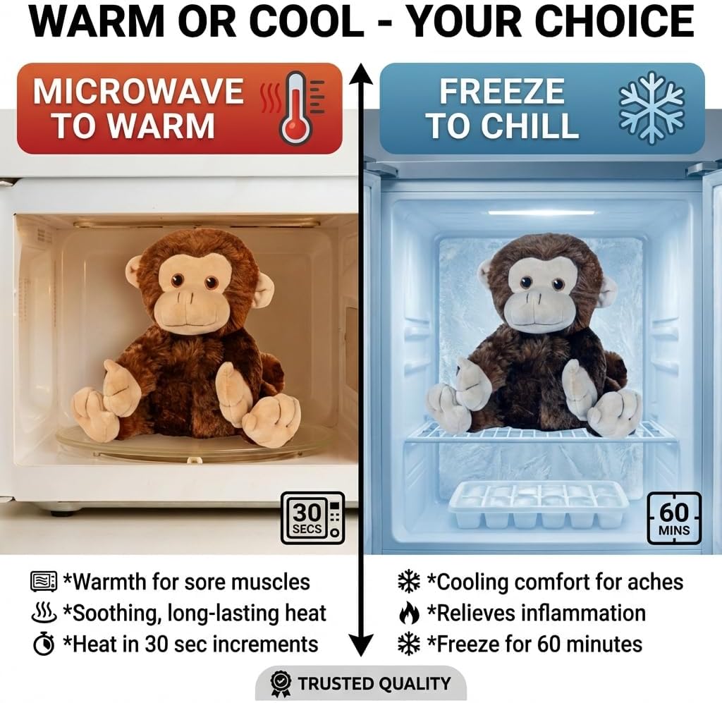1i4 Group Marvin the Monkey - Microwavable & Weighted Plush Stuffed Animal - Heated Plushie for Warmth - Cute, Soft, Cozy Toy for Adults & Children (Boys, Girls, & Toddlers) by Warm Pals - Image 3