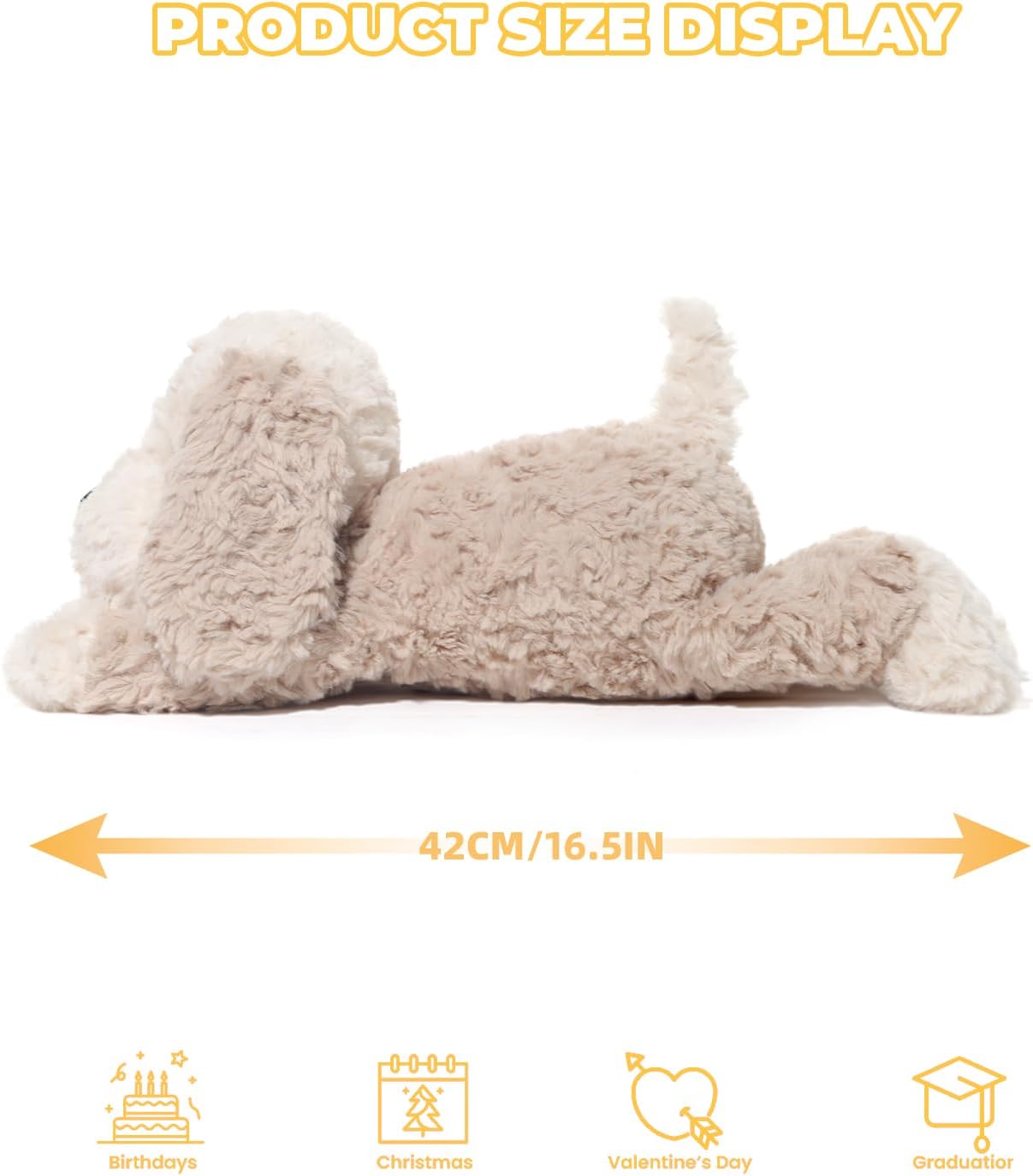 Stuffed Animals Dog Plush Toys Maltese Dog 16.5 inches Soft and Premium Puppy Plush Toy Gift for for Babies Children Adults, Beige/Grey - Image 7