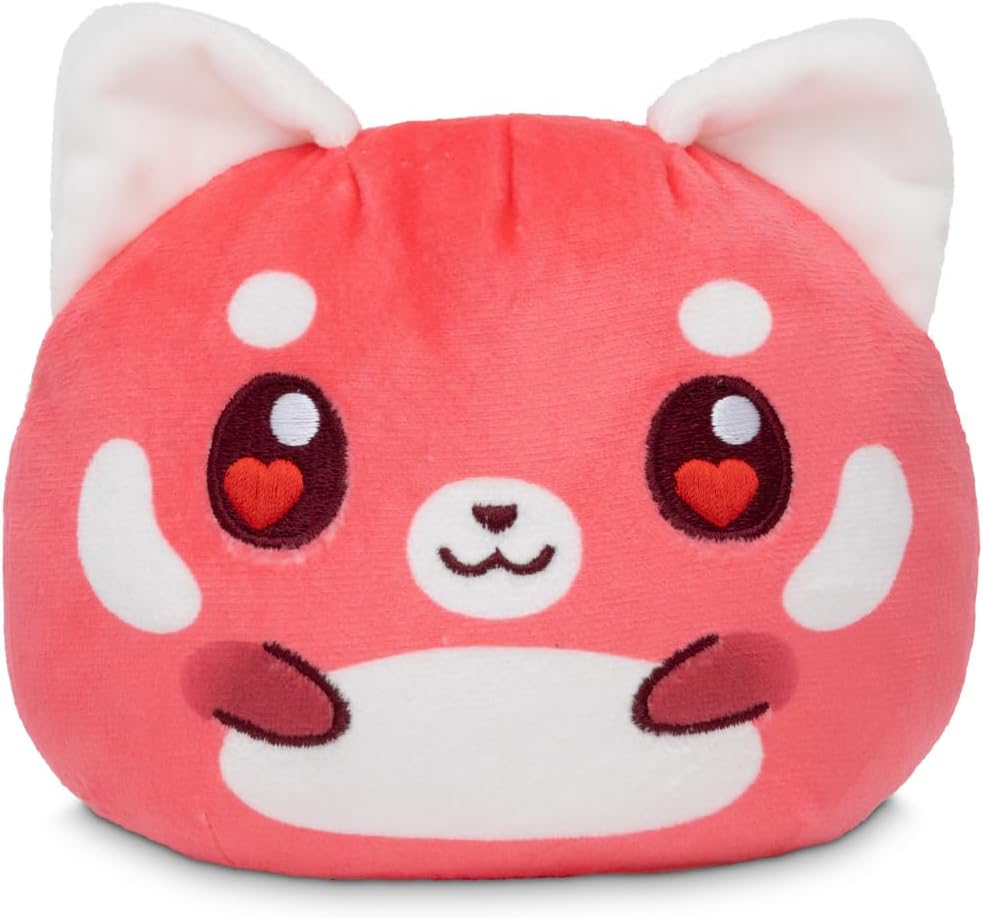 TeeTurtle Reversible Red Panda Valentine's Day Present Plushie - 4-Inch Two-Sided Flip Plush Toy with Embroidered Details - Cute Mini Collectible Plush for Kids, Teens, and Adults