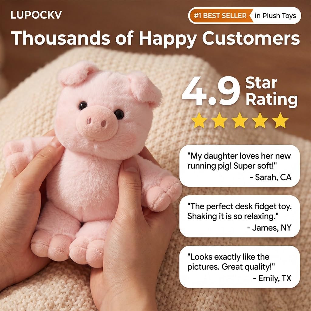 Running Plushie Stress Relief Pig Panda Cow Stuffed Animal Shaking Interactive Moving Legs Desktop Fidget Toy Soft Cuddly Pal Sensory Gift for Kids Adults Office Bedroom Home Nursery(D) - Image 2