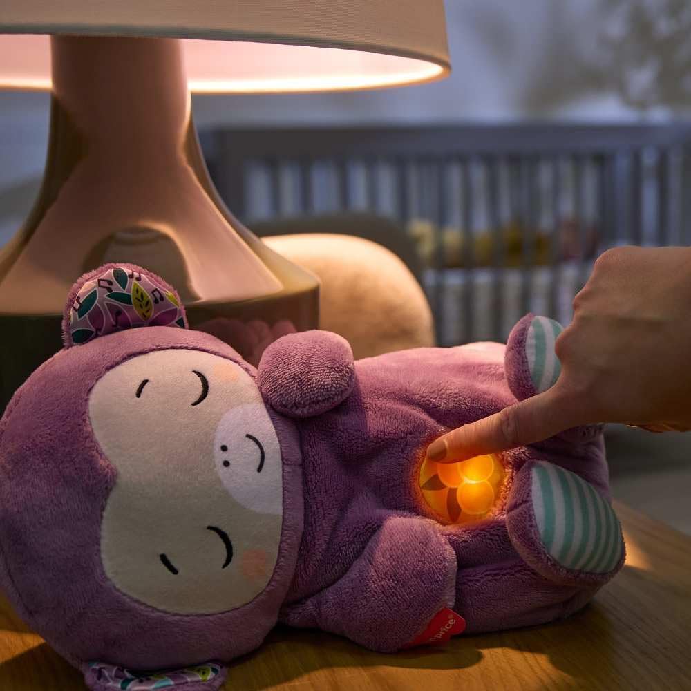 Fisher-Price Baby Toy Soothe ‘n Snuggle Purple Monkey Plush Portable Sound Machine with Breathing Motion & Lights for Newborns Ages 0+ Months - Image 3