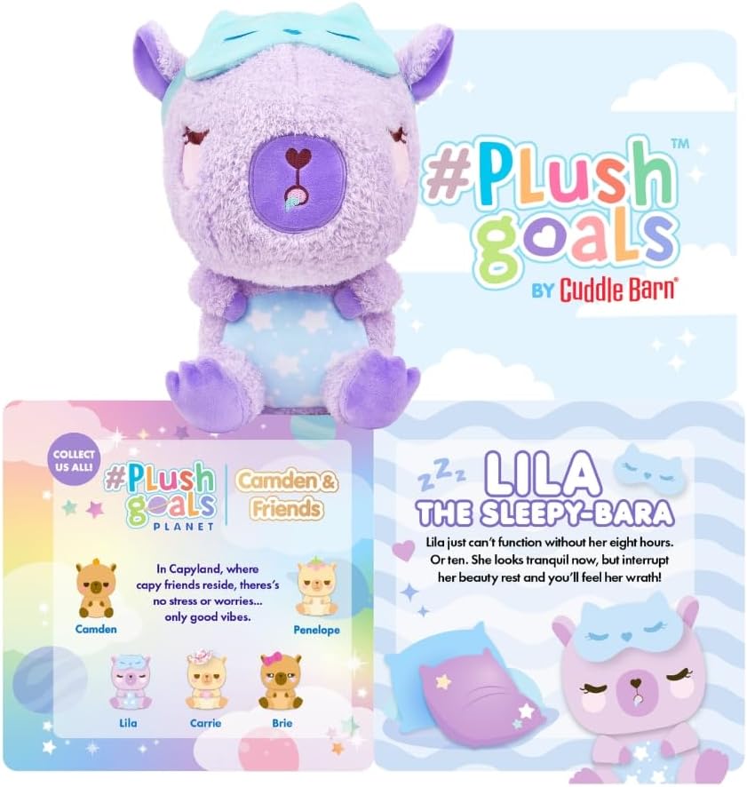 Sleepy Capybara Stuffed Animal - Lila the Sleepy-bara | Purple Soft Kawaii Plush Toy with Cute Sleepmask Accessory | Great Bedtime Plushies | Cozy Cuddly Gift for Toddlers, Kids, Adults - 10" - Image 11