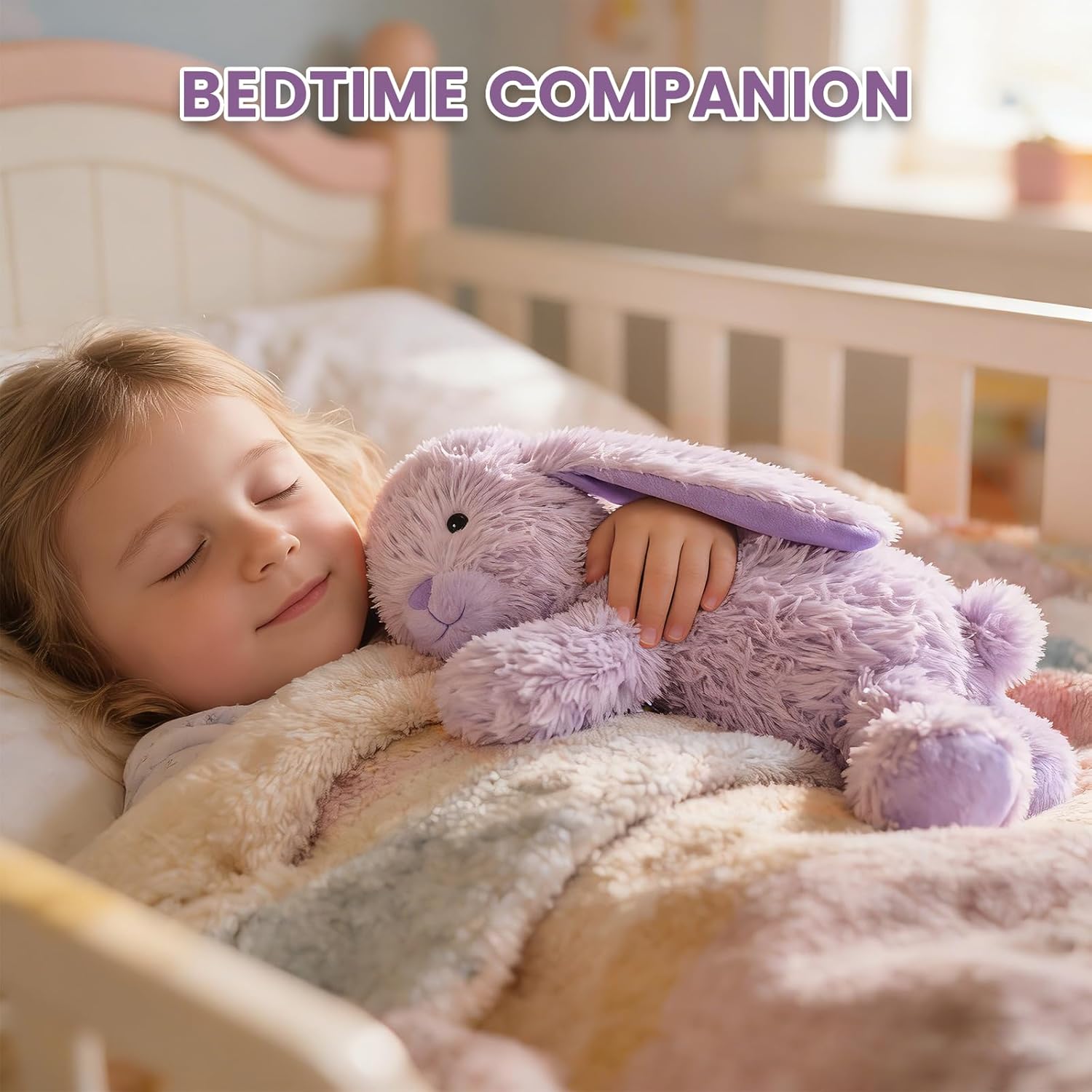 SuzziPals Heatable & Coolable Purple Bunny Stuffed Animal Heating Pad for Soothing & Relaxation, Lavender Purple Bunny Plush for Discomfort, Rabbit Stuffed Animals for Kids, Easter Bunny Plushies Gift - Image 5