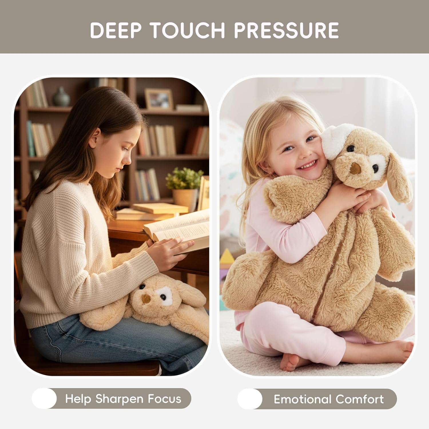 L'AGRATY Weighted Lap Pad for Kids 5 lbs, Sensory Needs Weighted Stuffed Animals Lap Blanket Soft Plush Hugging Sensory for Kids Teen Adults Removable Washable Cover - Image 2