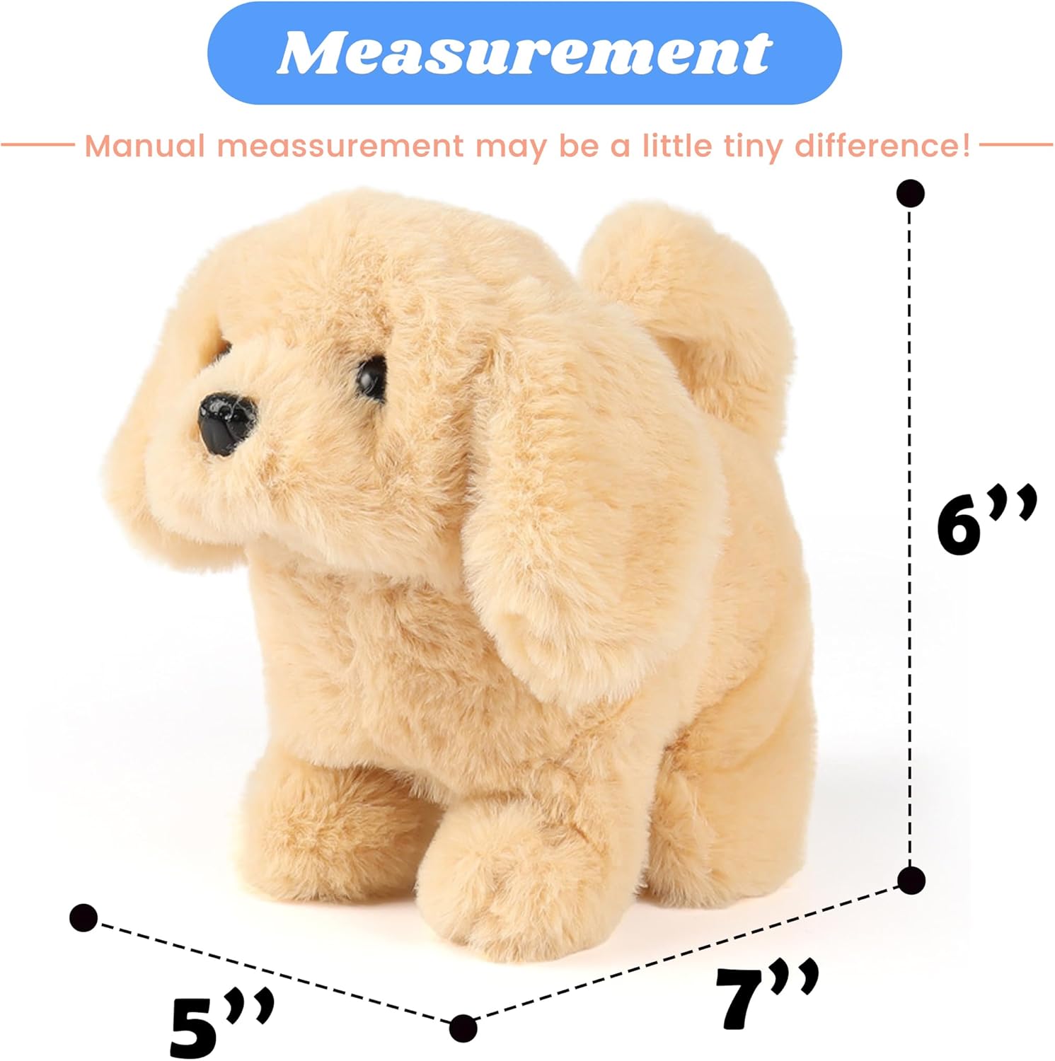 Hopearl Walking Dog Golden Retriever Interactive Electronic Pet Plush Toy Puppy Woof and Moving Animated Nodding Head Gifts for Toddlers Birthday, Brown, 7'' - Image 2