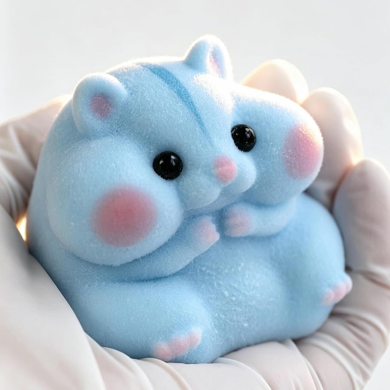 Handmade Taba Squishy Hamster Toy, Cute Squishy Hamster Fidget Toy, Realistic Hamster Toy, Soft Silicone Mochi Furry Toy, Stress Relief Gift for Adults & Kids, Sensory Anxiety Plushie (Blue) - Image 9
