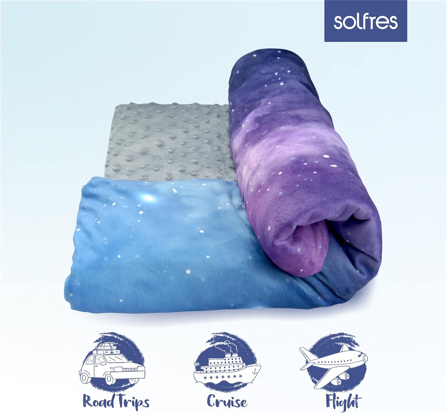 Solfres Small Weighted Lap Pad Blanket Throw for Kids Boys Teens 20in x 23in 5 Lbs - Sleep Therapy Plush Travel Size with Glass Beads, Galaxy Space Stars - Image 5