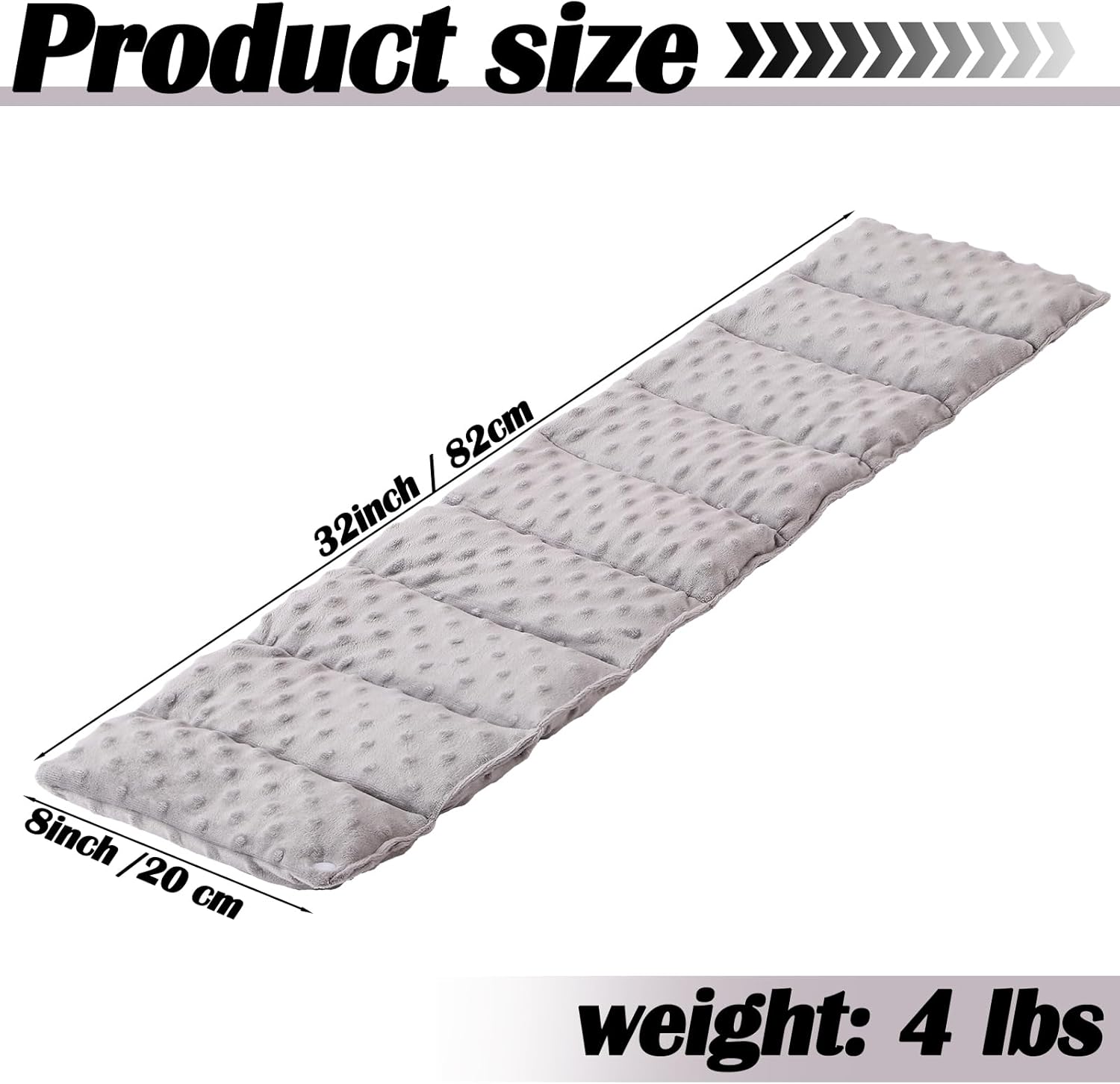 SmoothNovelty 4 lb Sensory Weighted Neck Wrap 32 x 8 Inch Shoulder Wrap Weighted Neck Shoulder Pad Glass Bead Filled Dual Texture for Adults Relaxation(Dark Gray) - Image 2