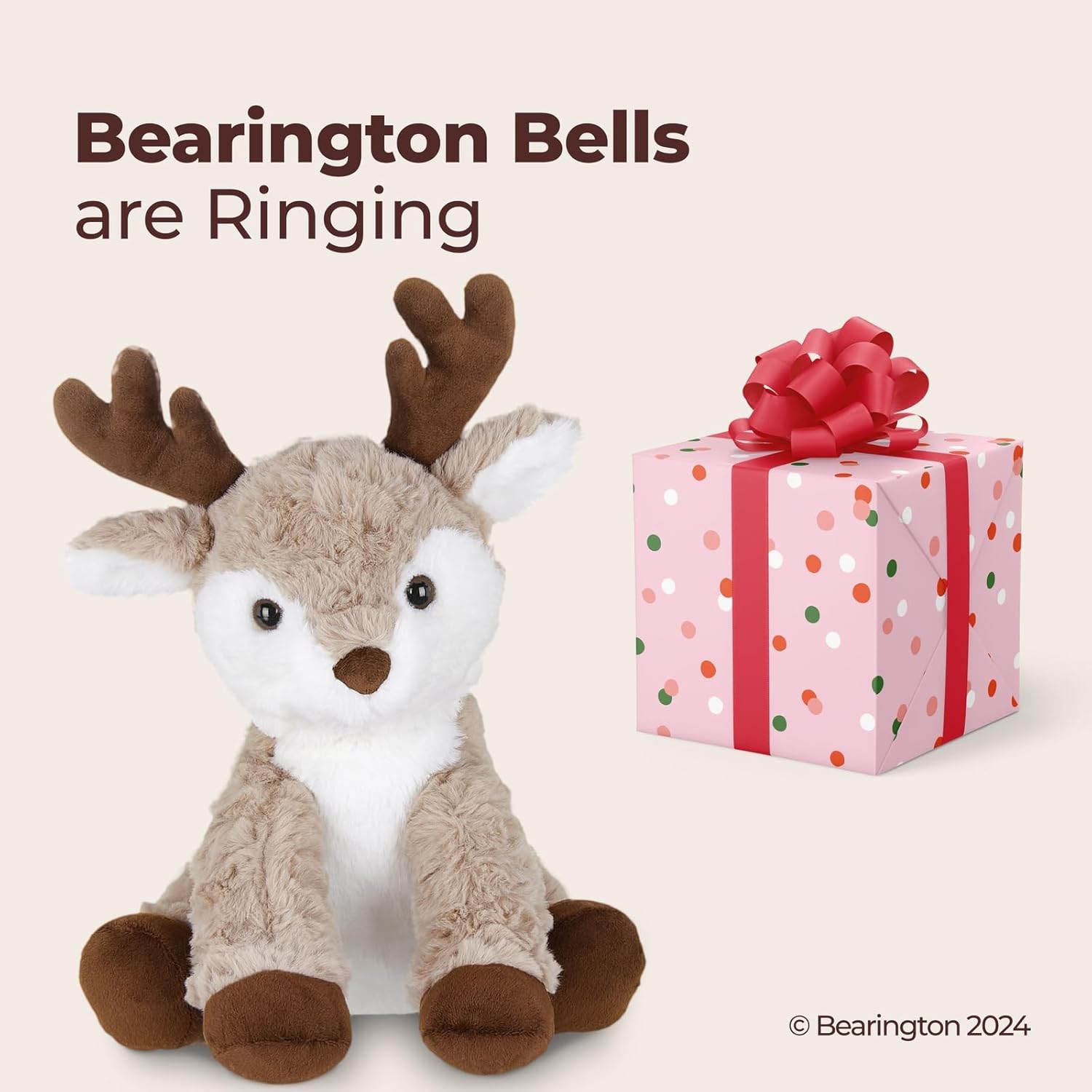 Bearington Reiny Christmas Reindeer Stuffed Animal - 11.5" Soft Christmas Reindeer Plush Toy with Scruffy Fur and Huggable Body - Adorable Deer Plushies for Kids, Toddlers, and Teens - Image 5