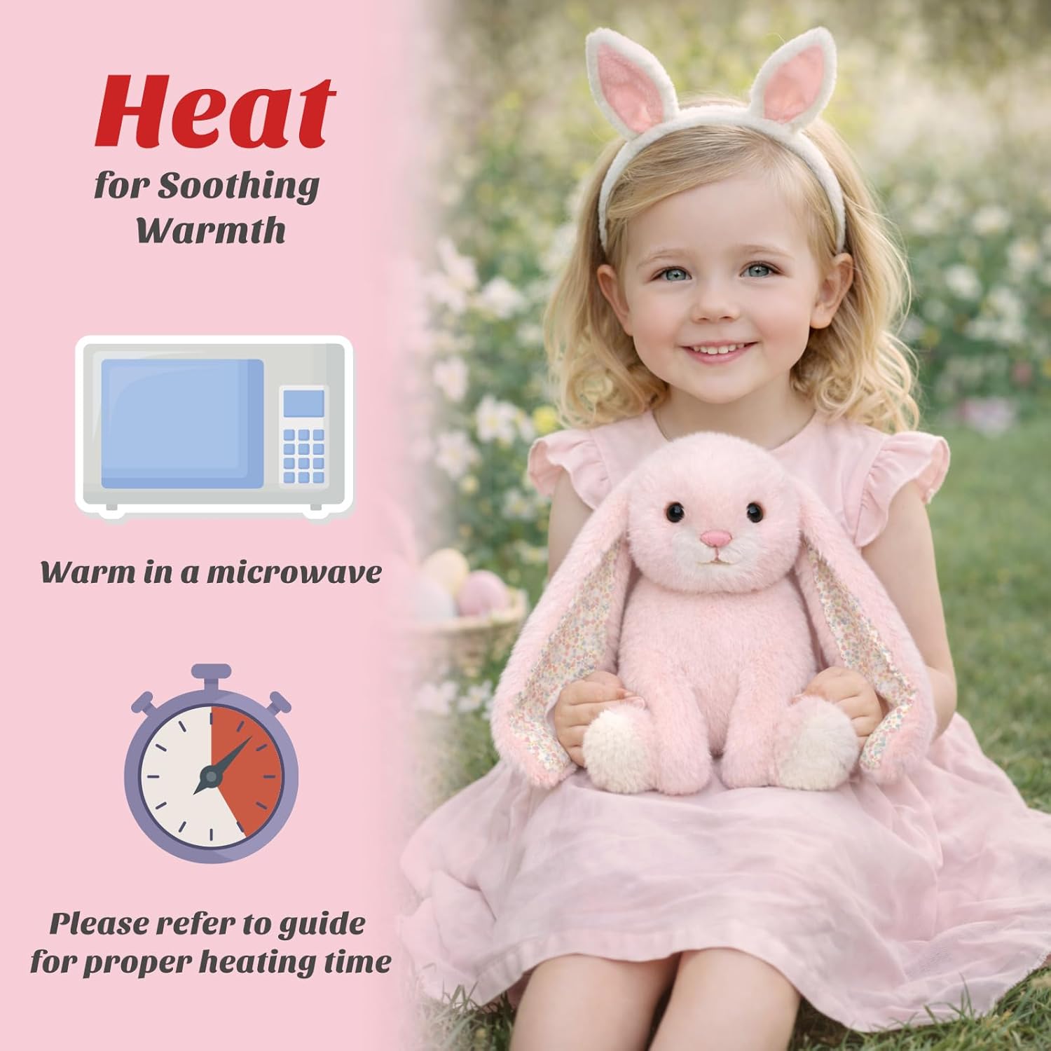 Easfan Weighted Stuffed Animals, Heated & Coolable Weighted Plush Toy Microwavable Lavender Scented Toys Cute Soft Plushies, Bunny Gifts for Adults & Kids,12 inch - Image 3