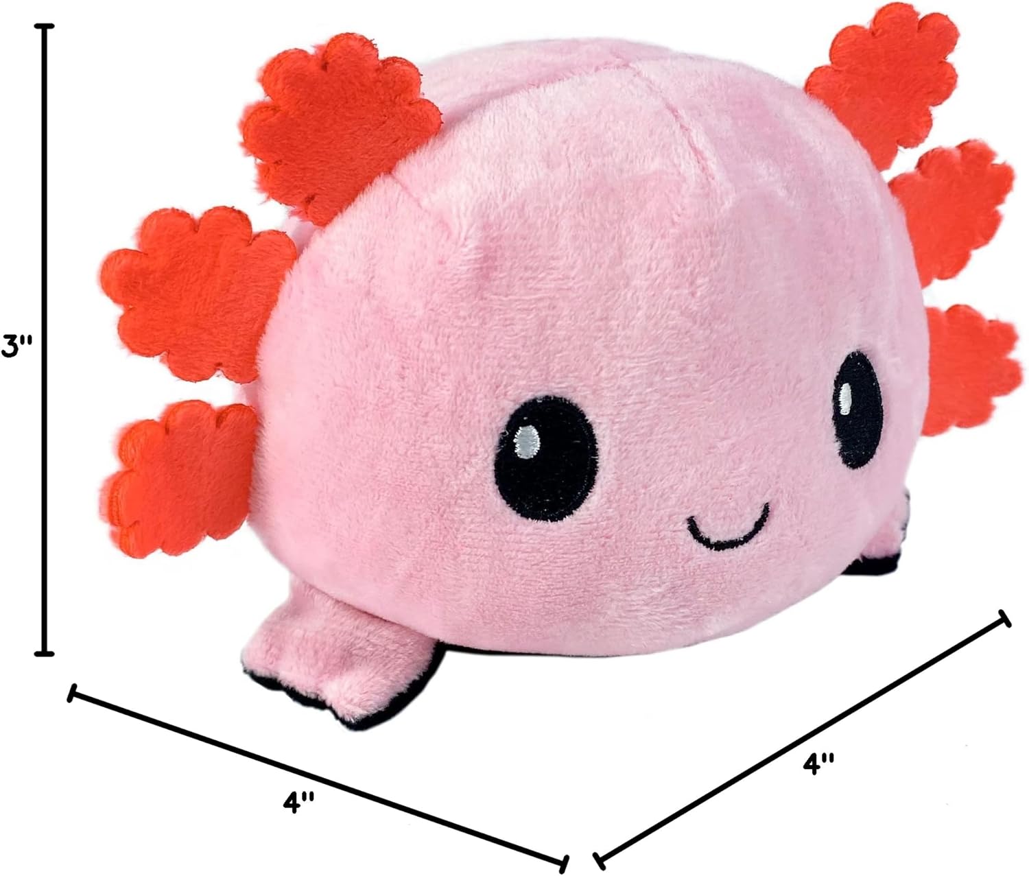 TeeTurtle - The Original Reversible Axolotl Plushie - Pink + Black - Cute Sensory Fidget Stuffed Animals That Show Your Mood 4 inch - Image 5