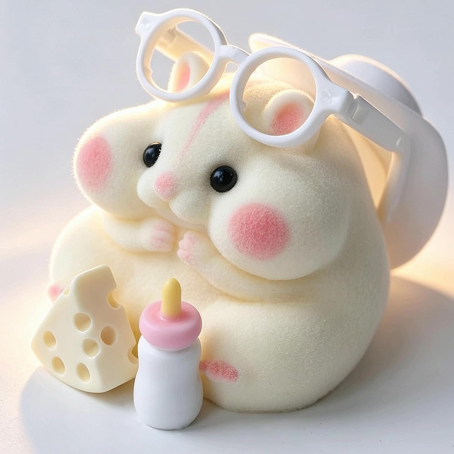 Handmade Taba Squishy Hamster Toy, Cute Squishy Hamster Fidget Toy, Realistic Hamster Toy, Soft Silicone Mochi Furry Toy, Stress Relief Gift for Adults & Kids, Sensory Anxiety Plushie (White) - Image 4