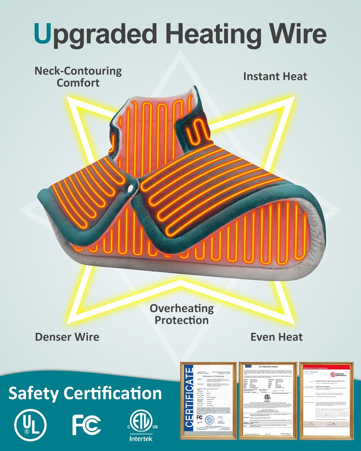 Neck Heating Pad, Upgraded PTC+NTC Even Heating, Heat Pad for Neck Shoulders Back, Versatile Electric Heated Neck Wrap for Full-Body Relax, Birthday Gifts for Women Men, Mothers Day Gifts for Mom Wife - Image 7
