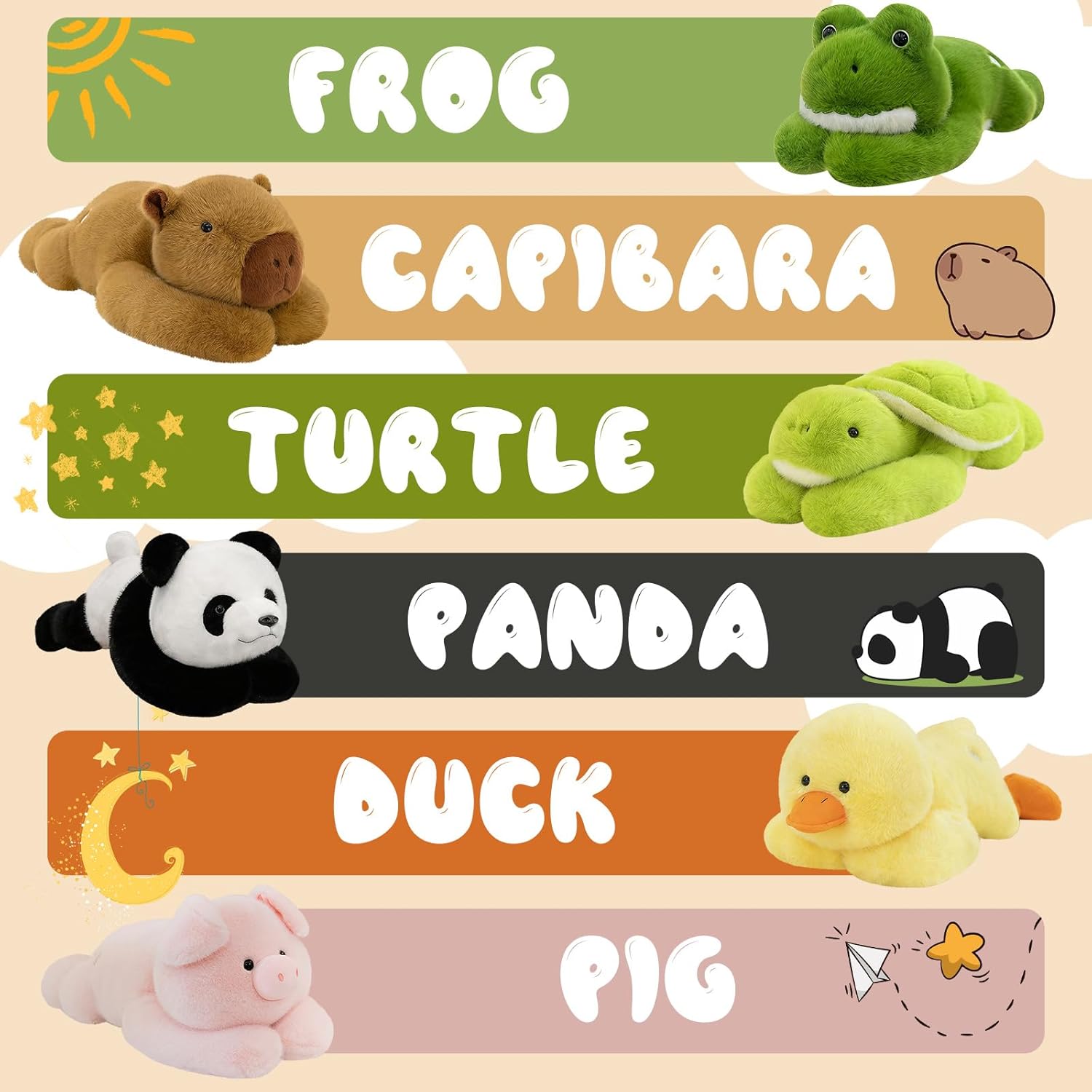 QUIRAI Capibara Plush Weighted Stuffed Animals, Weighted Capibara Stuffed Animal, Plush Pillow for Kids & Adults, Cute Capibaras Plush Toy, Birthday Gift for Relaxing, Bedtime, Comfort 24 Inch 3.3Lb - Image 8