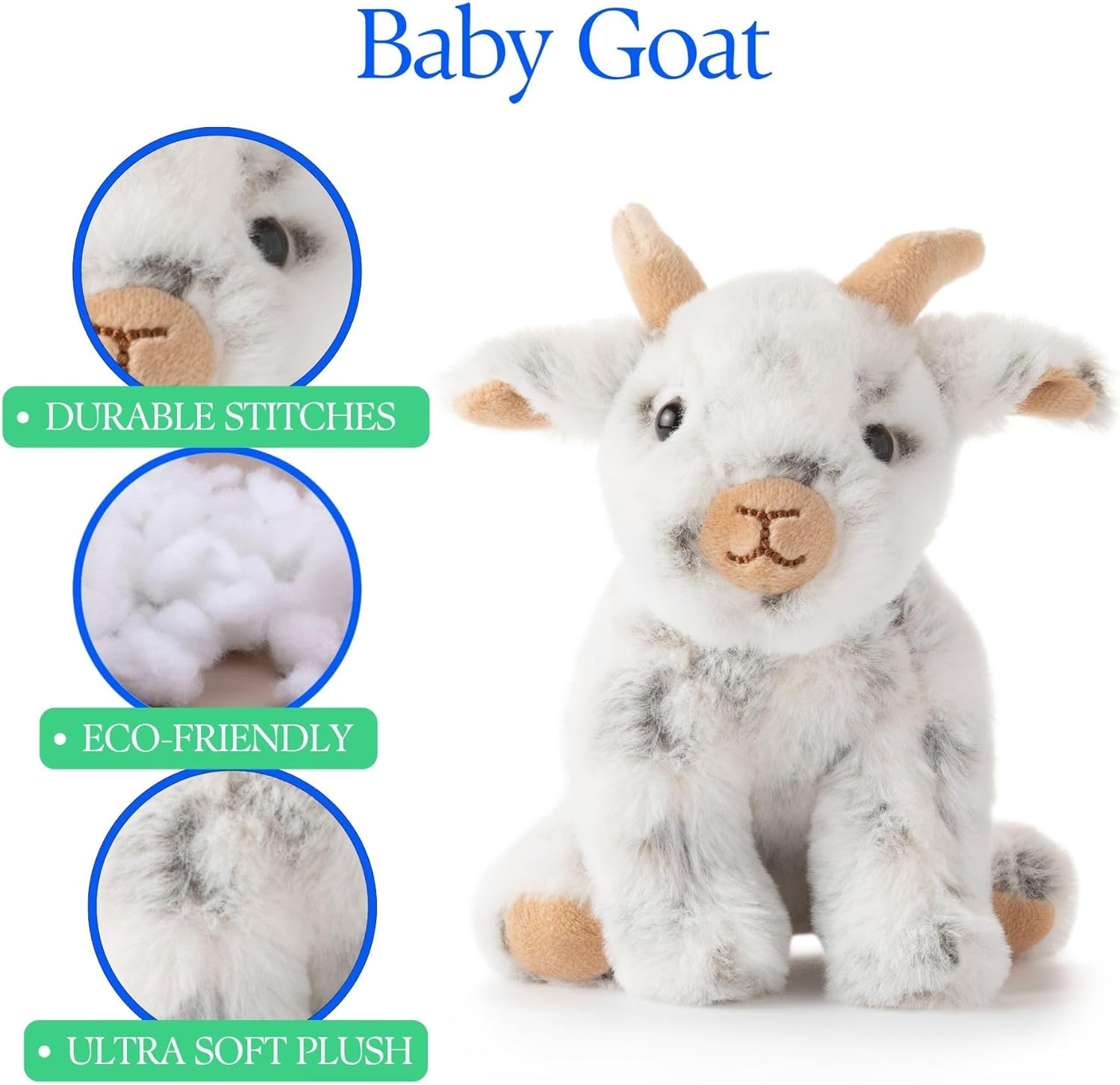The Petting Zoo Goat Stuffed Animal Plushie, Gifts for Kids, Wild Onez Babiez Farm Animals, Goat Plush Toy 6 inches - Image 9