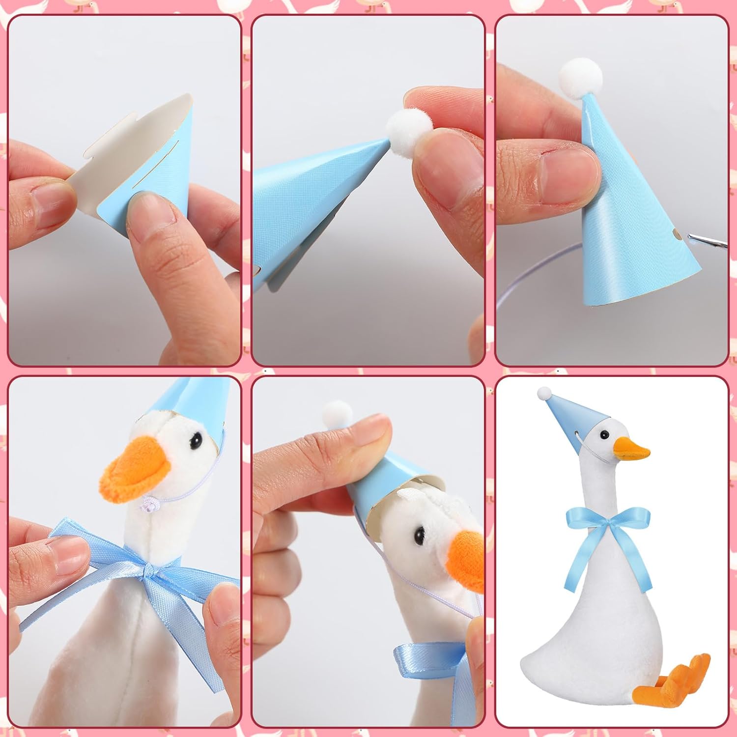 Blueweenly 12 Sets Silly Goose Birthday Decor 1st Adopt a Goose Party Favor Gift 7.1 Inch Stuffed Animal with Mini Party Hat and Ribbon for Christmas Birthday Gift(Cute,Colorful) - Image 4