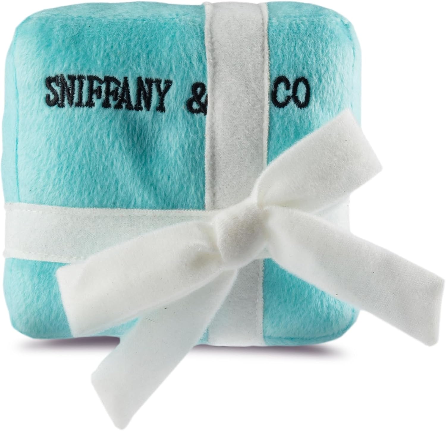 Dog Diggin Designs Sniffany & Co Large Plush Dog Toy Box | Luxury-Inspired Parody Designer Gift Box with Built-in Squeaker, Soft Plush Interactive Dog Toy – Thinking Outside The Box!