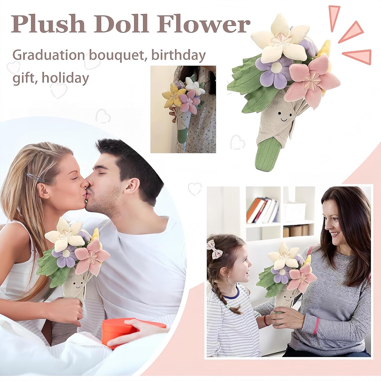Cute Flower Plush Doll Stuffed Plant Plushie ,Decor Home Andbedroom Sweet Gifts for ,Cute Kawaii Gift for Valentines Day, Birthdays, Graduation, Wife, Girlfriend ,Mom for Boys and Girls - Image 5