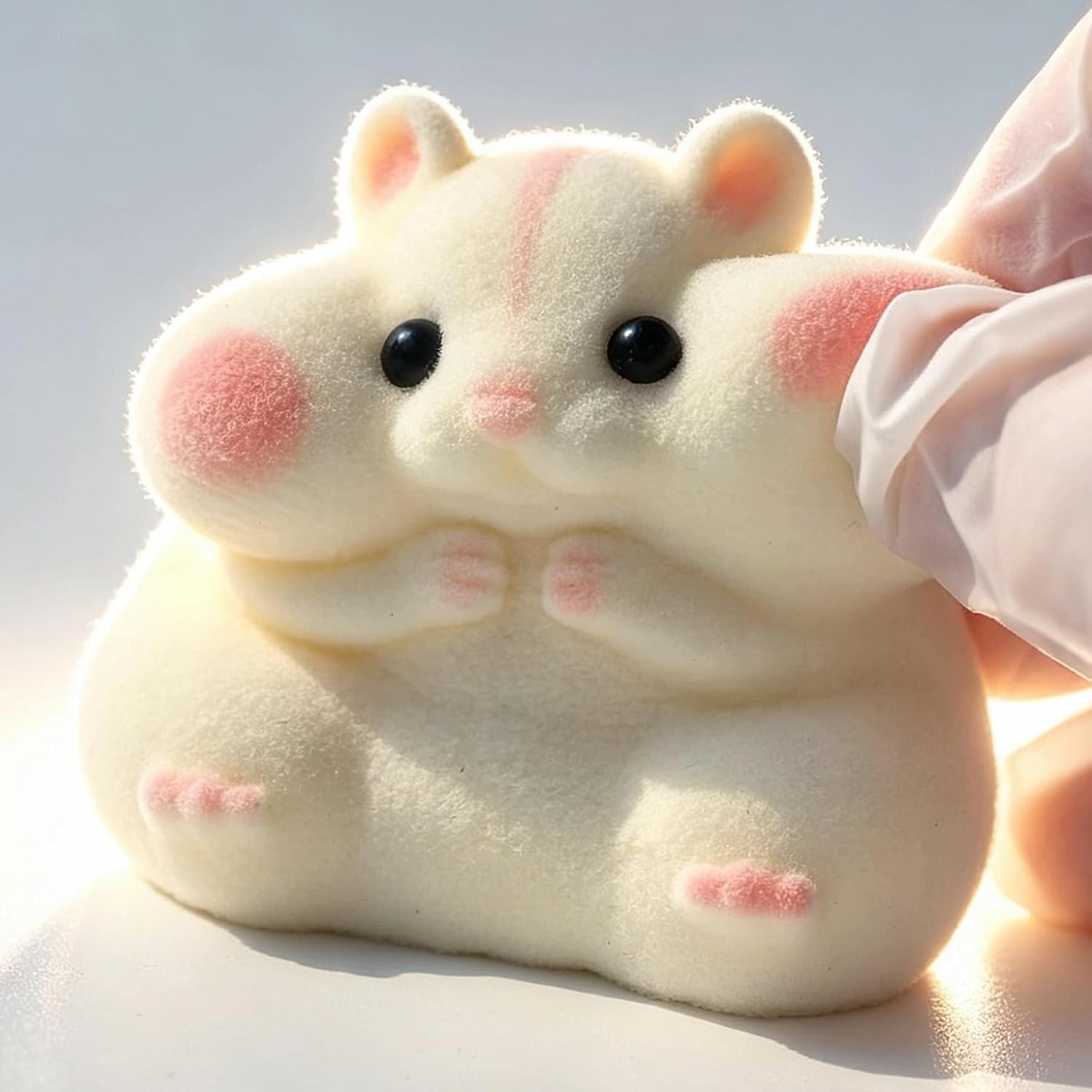 Handmade Taba Squishy Hamster Toy, Cute Squishy Hamster Fidget Toy, Realistic Hamster Toy, Soft Silicone Mochi Furry Toy, Stress Relief Gift for Adults & Kids, Sensory Anxiety Plushie (White) - Image 2