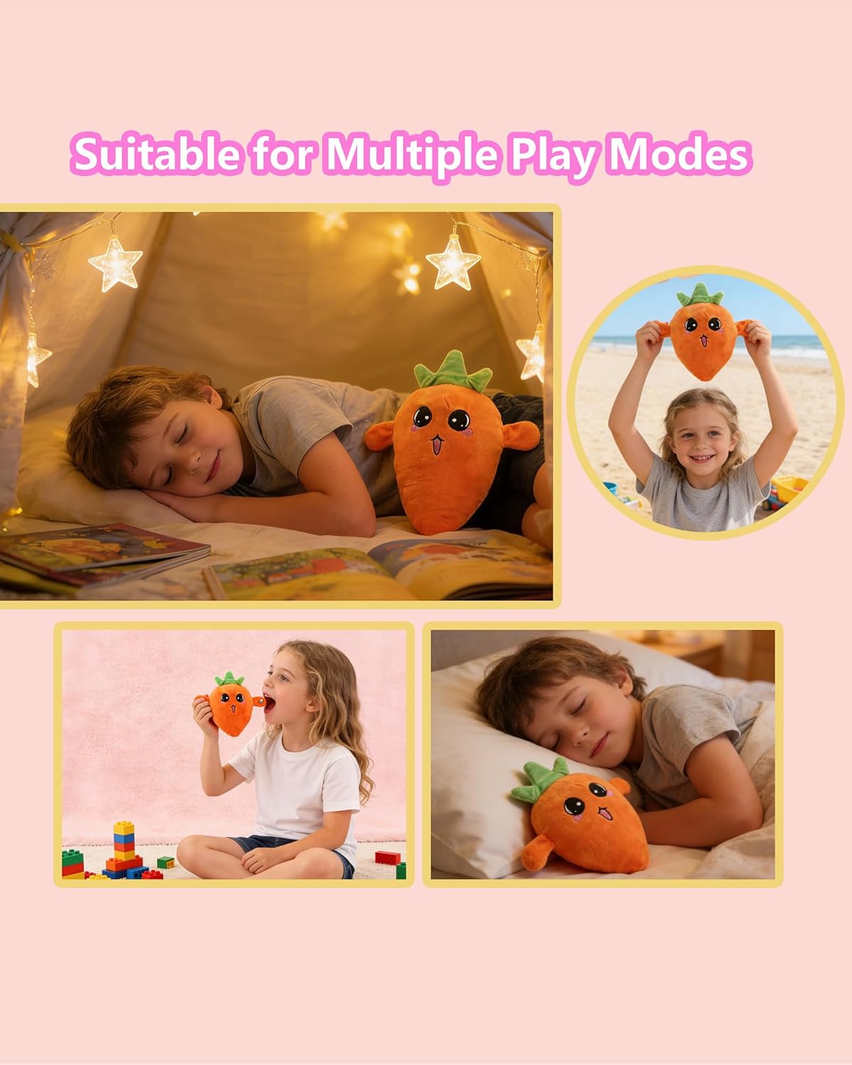 Baby Musical Sensory Toy,nteractive Musical Plush Toy with Sounds,Sensory Activity Learning Educational Kid Toy,Fun Christmas and Birthday Gifts Suitable for Multiplayer interaction (Orange Radish) - Image 7